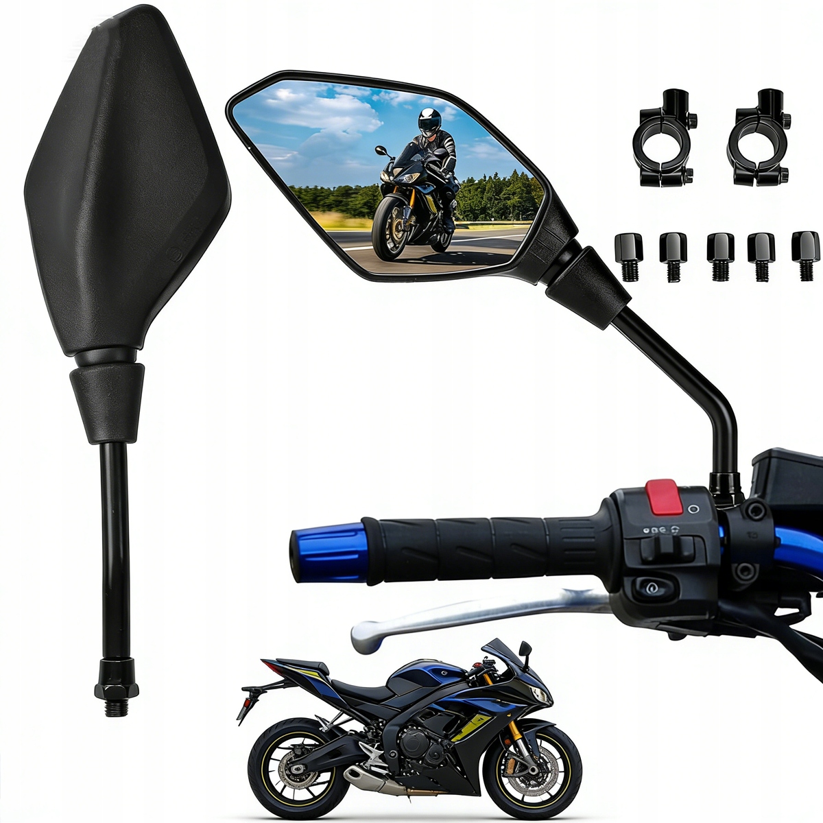 Duże Lusterka Uniwersalne Do Skutera Motocykla Motocyklowe Quada Motor M8