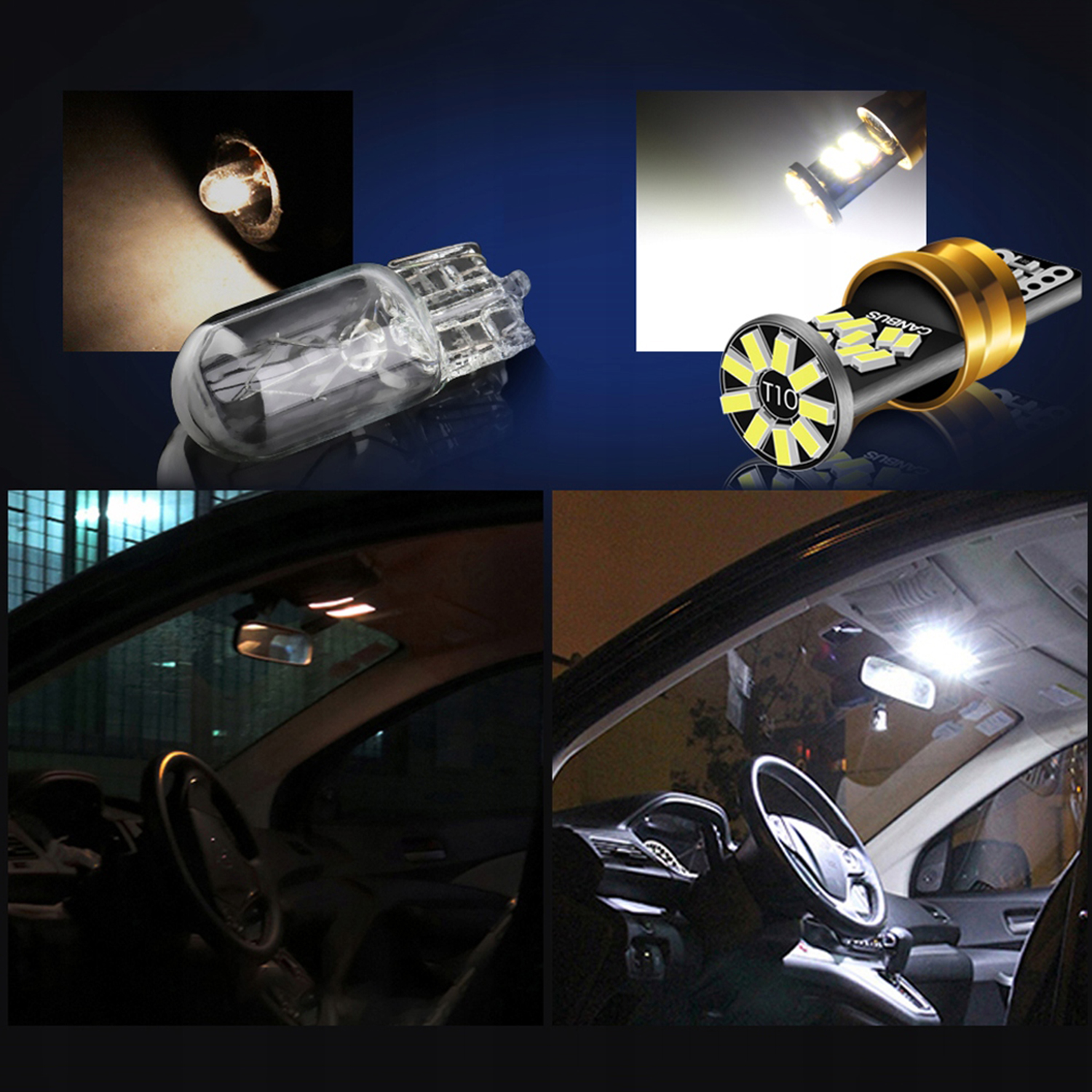 ŻARÓWKI LED W5W T10 POSTOJOWE CANBUS 360° 27LED SMD 550LM 6000K MOCNE 4 SZT Trwałość 35000 h