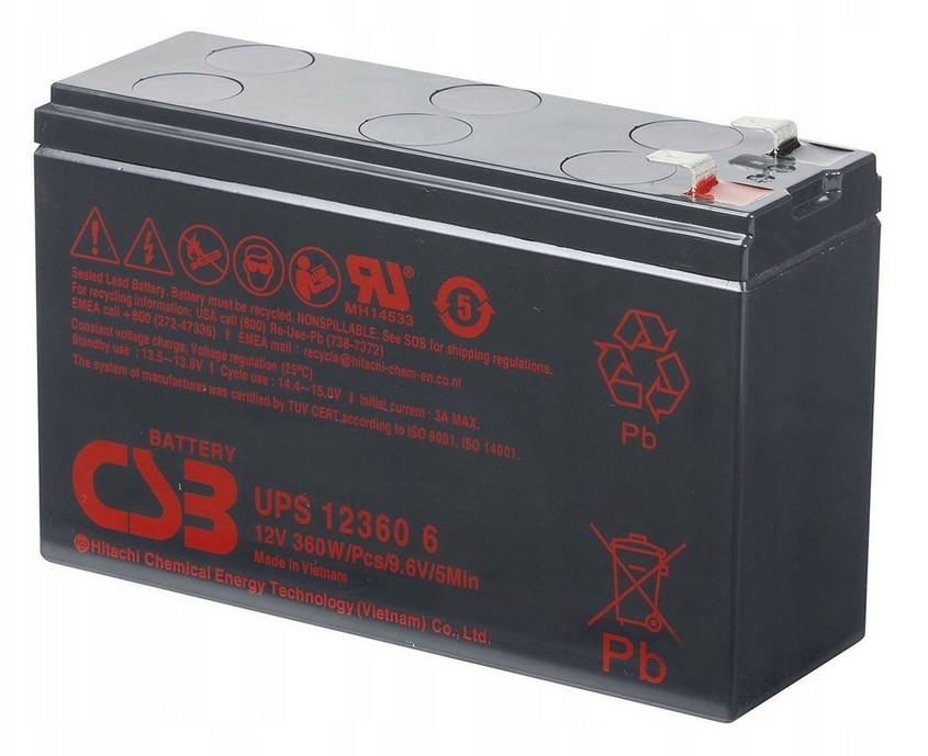 Akumulator Agm Csb Ups 12360 6 F2F1 (12V 6,4Ah 360W)