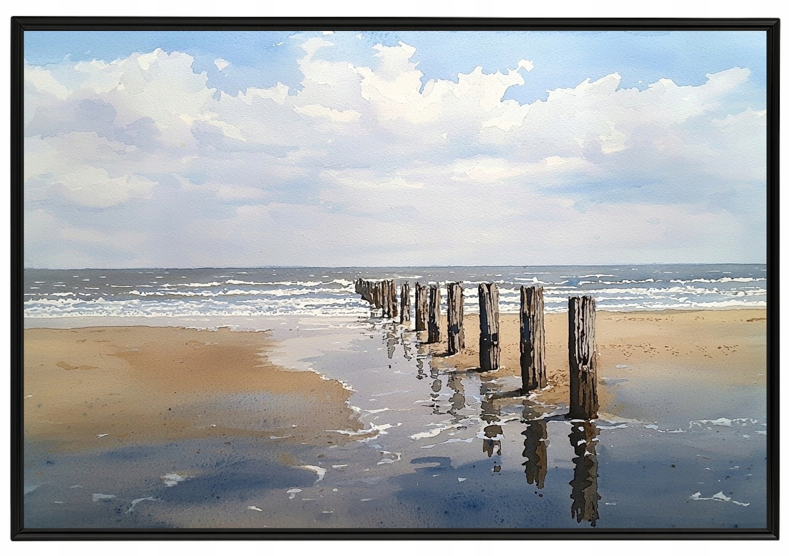 Plakát Rámeček Hliníkový Pláž Mořské Ovladače Vlnolam Baltské Moře Příroda 60x40