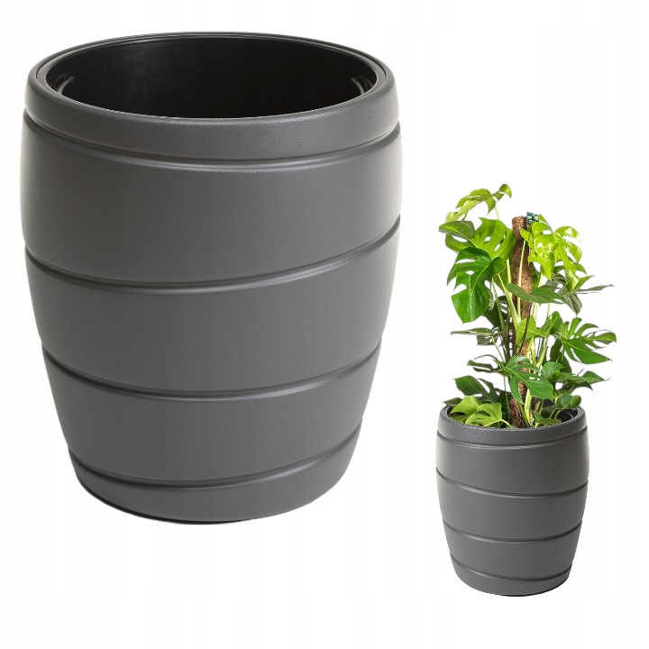 Doniczka Donica Z Wkładem Ogrodowa Duża 40x43 CM Antracyt Plastikowa