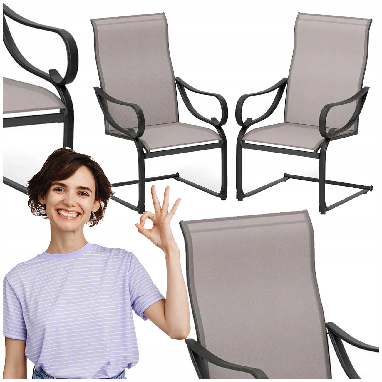 Záhradná Stolička Sada 2 Záhradných Terasových Hojdacích Stoličiek Na Balkón