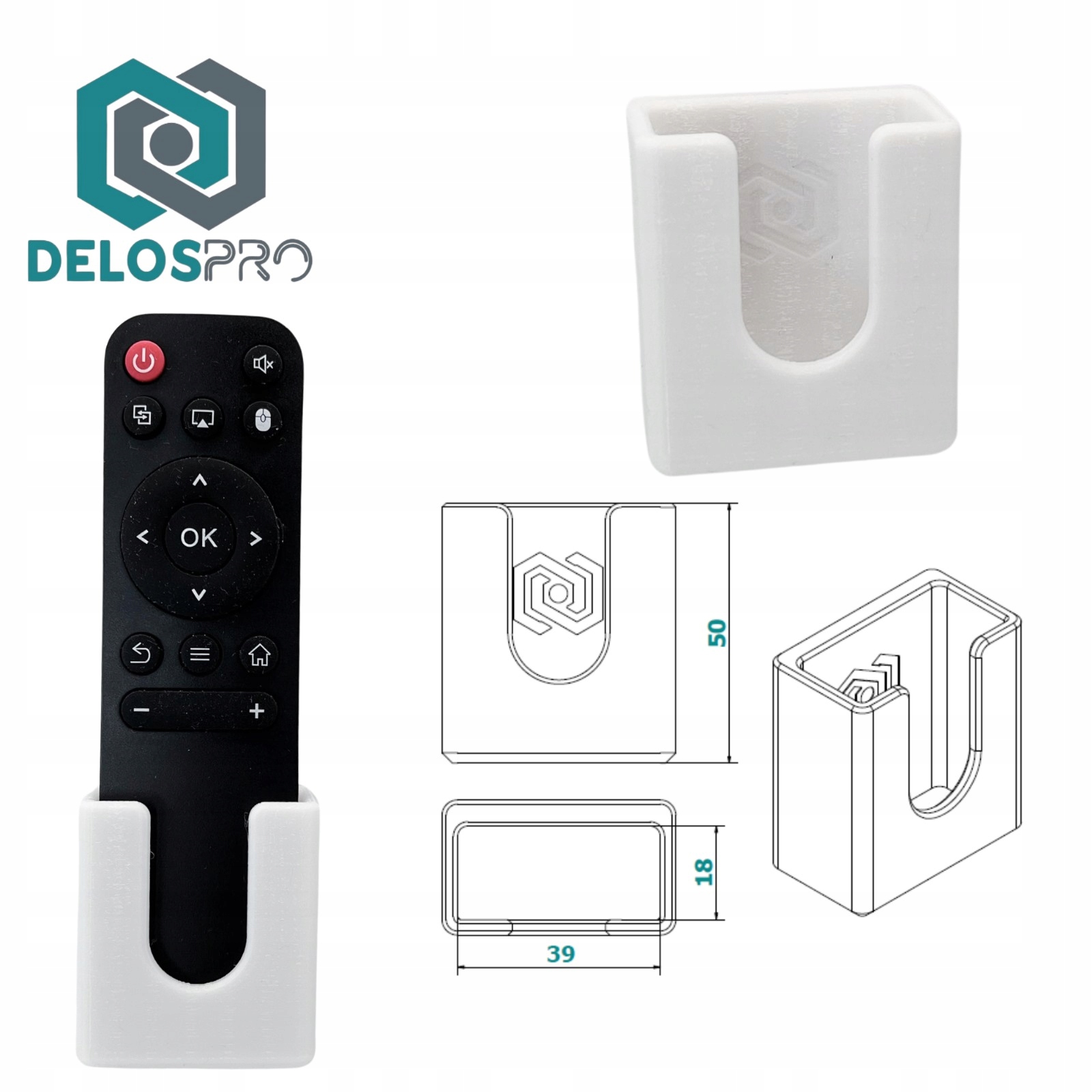 Uchwyt ścienny do pilota do Projektora LED Heelly obrotowy biały Marka Delospro