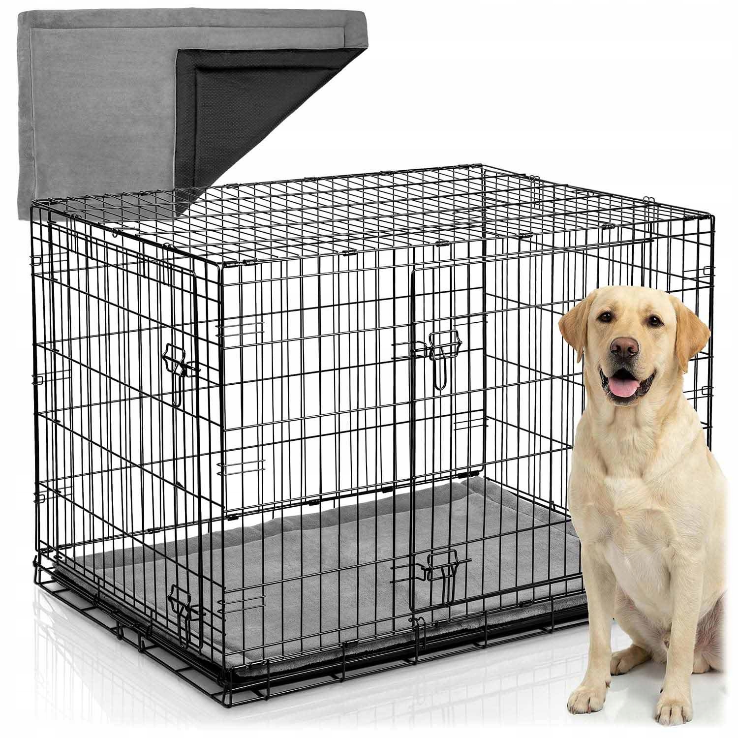 Levně Kovová klec typu kennel kotec pro psa pelíšek 107 x 71 x 77 cm PH-202