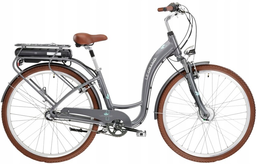 Rower elektryczny Le Grand eLILLE 1 28 L(19") grafitowy/seledynowy połysk