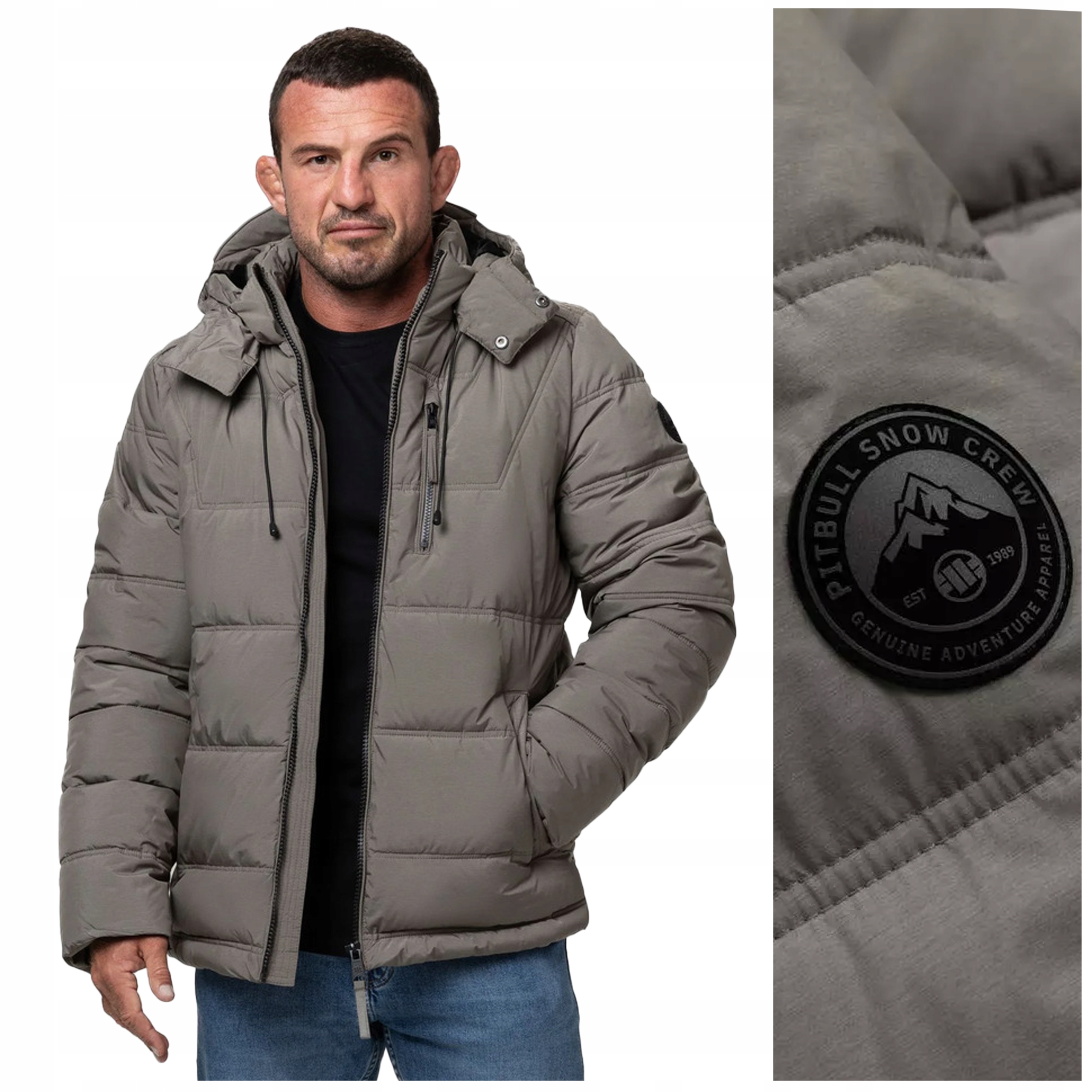 Zimní bunda prošívaná s kapucí Pit Bull "piedmont" vel. 3XL taupe