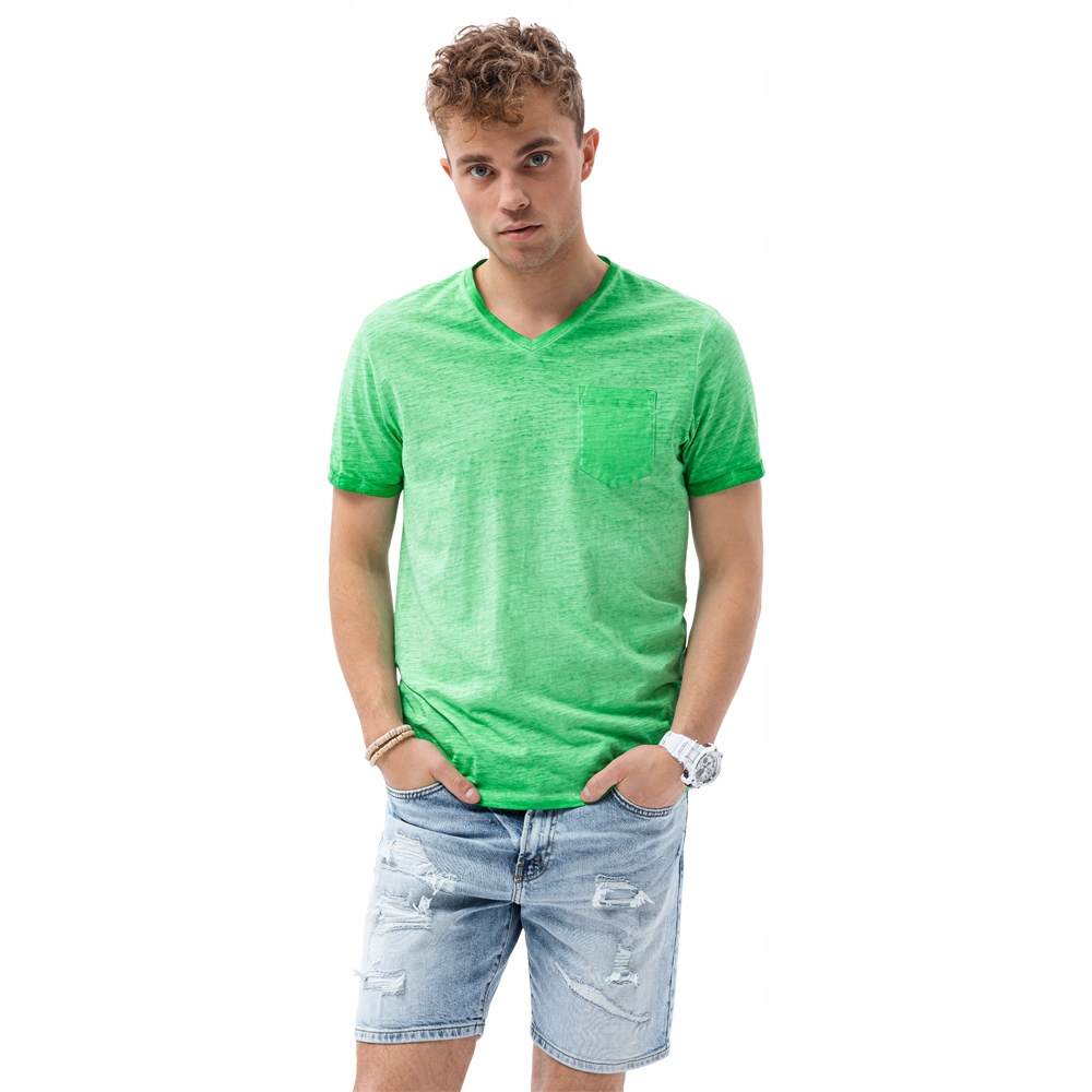 

T-shirt męski bawełniany S1388 zielony XL