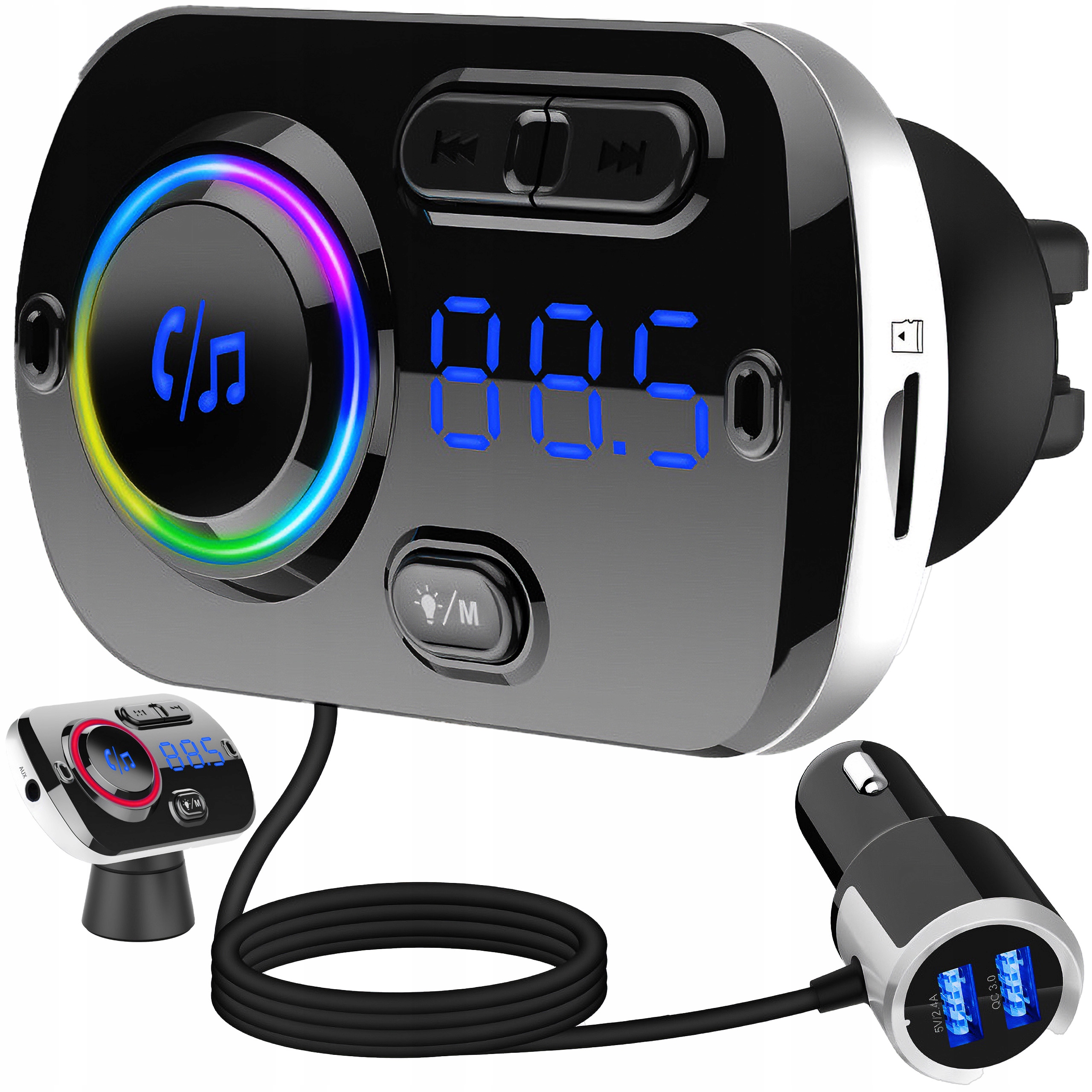 TRANSMITER BLUETOOTH 5 EDR ŁADOWARKA MP3 QC 2XUSB Stan opakowania oryginalne
