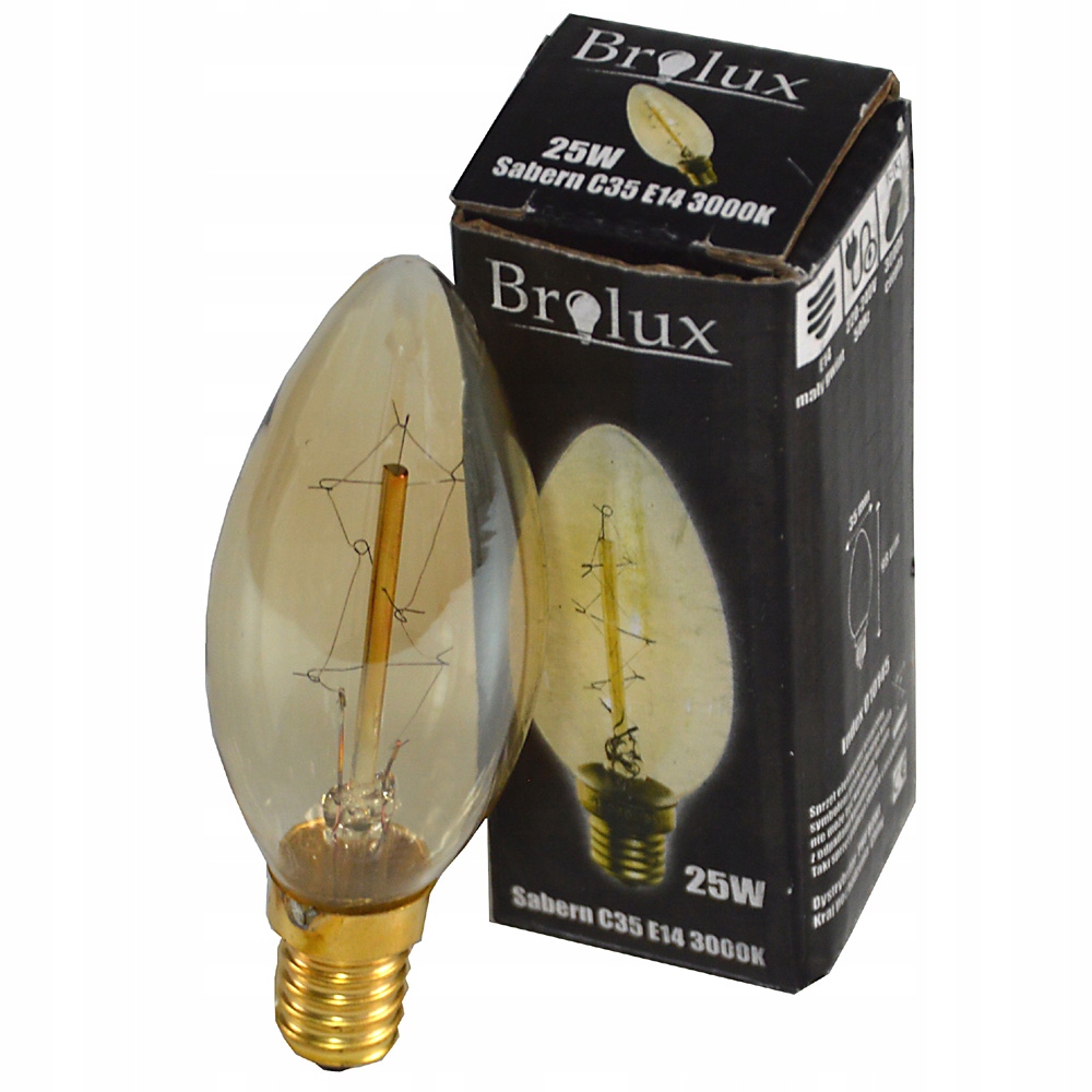 

Ozdobna Żarówka Węglowa Retro Edison E14 25W C35