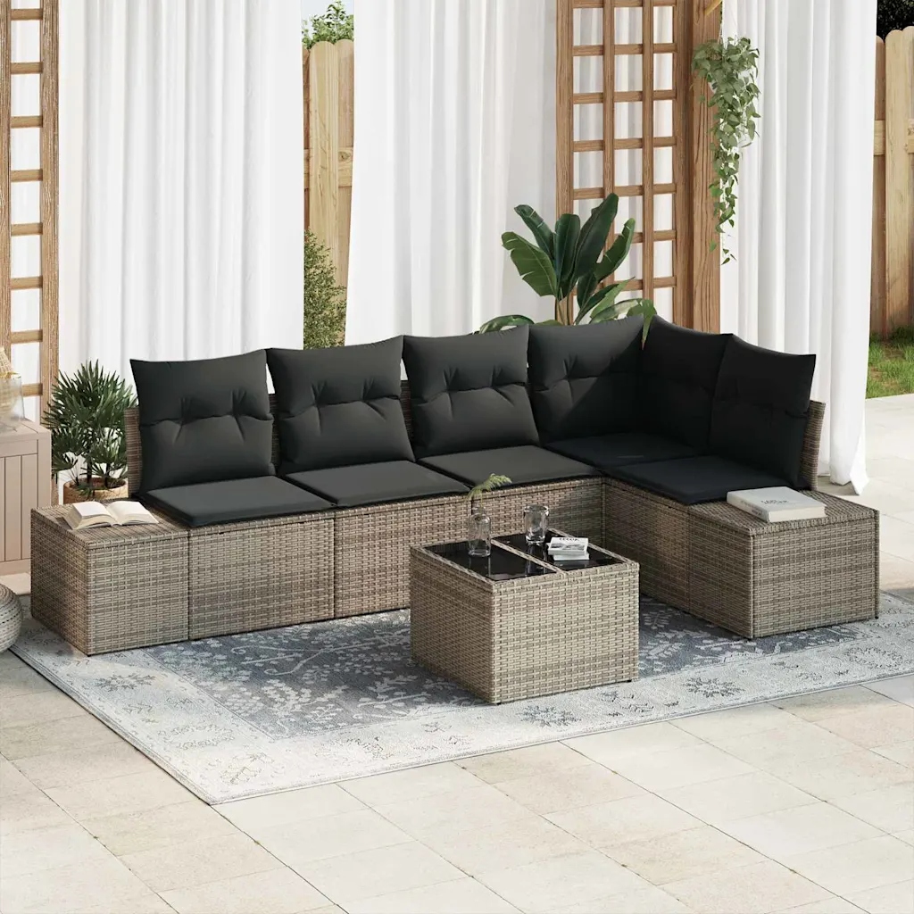 Sada zahradních pohovek 6 pcs Šedá Poly ratan Šedá 3347069