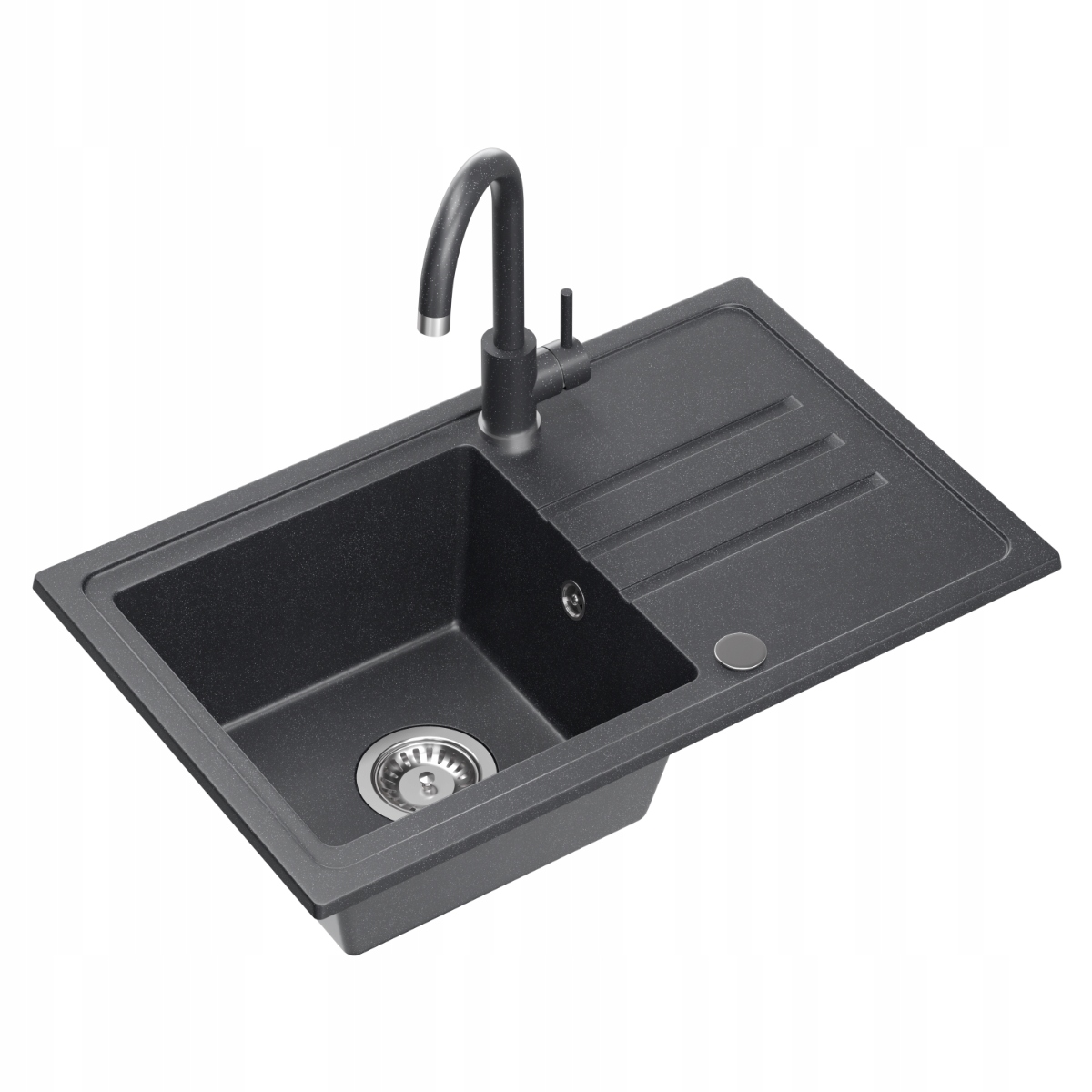 Quadron Ben 111 Dřez 1Komora Granit Baterie Kate 70x44 cm Černá/Ocel