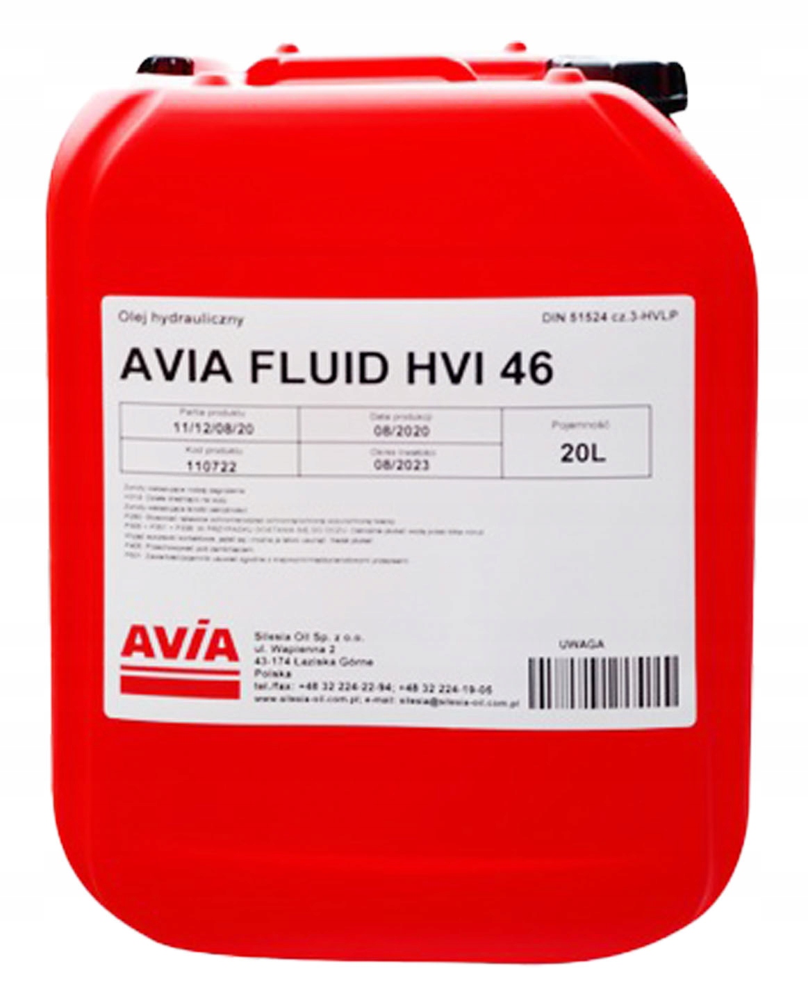 AVIA OLEJ HYDRAULICZNY HVI 46 20L
