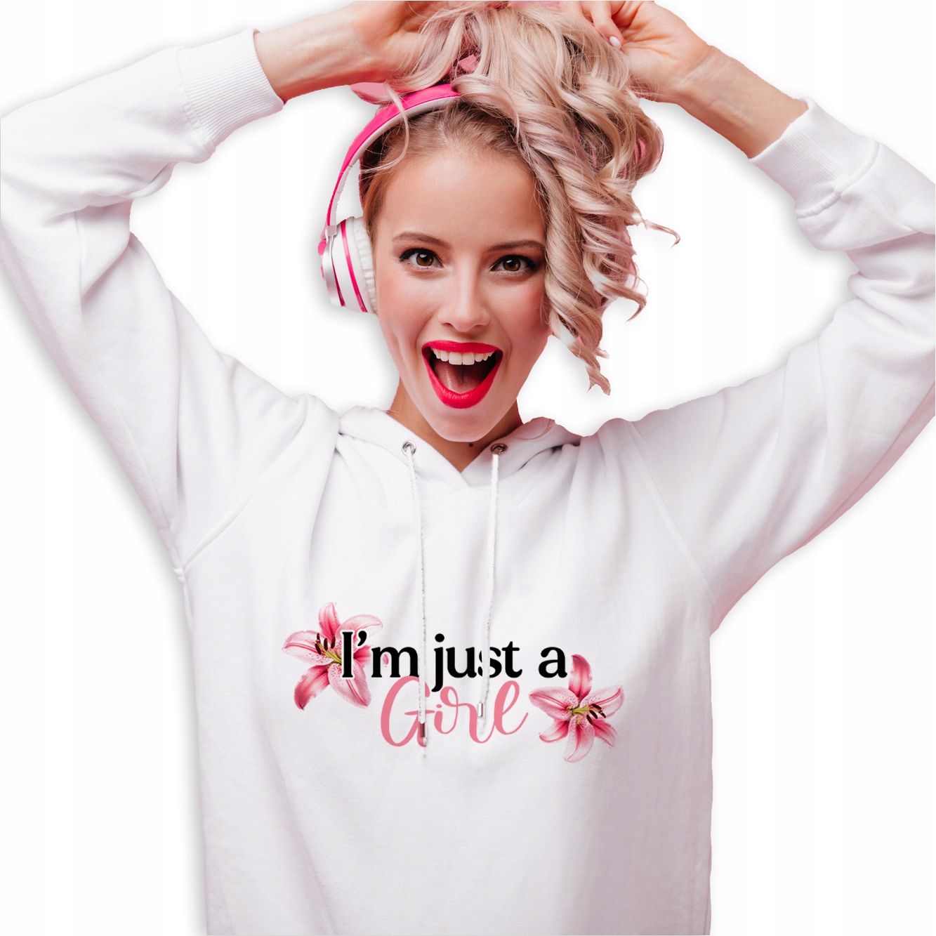 Mikina S Kapucí Bílá bavlněná Hoodie Módní I'm Just A Girl M