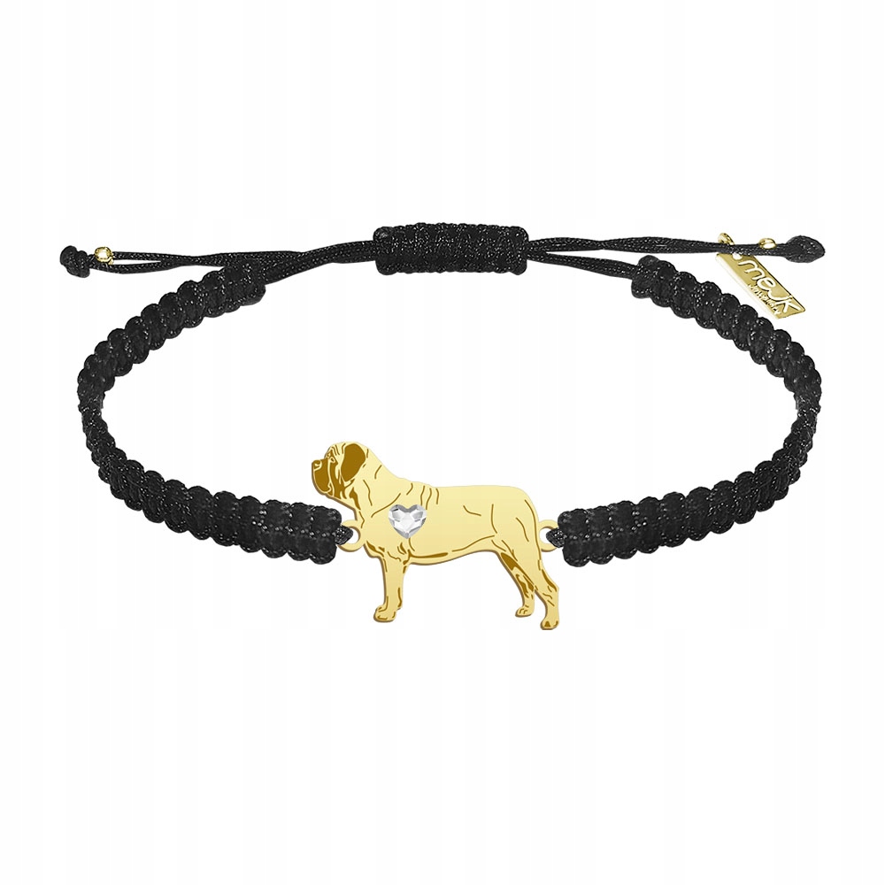 Zlatý náramek se psem Anglický mastif 925 Makramé Šperky Gravírování