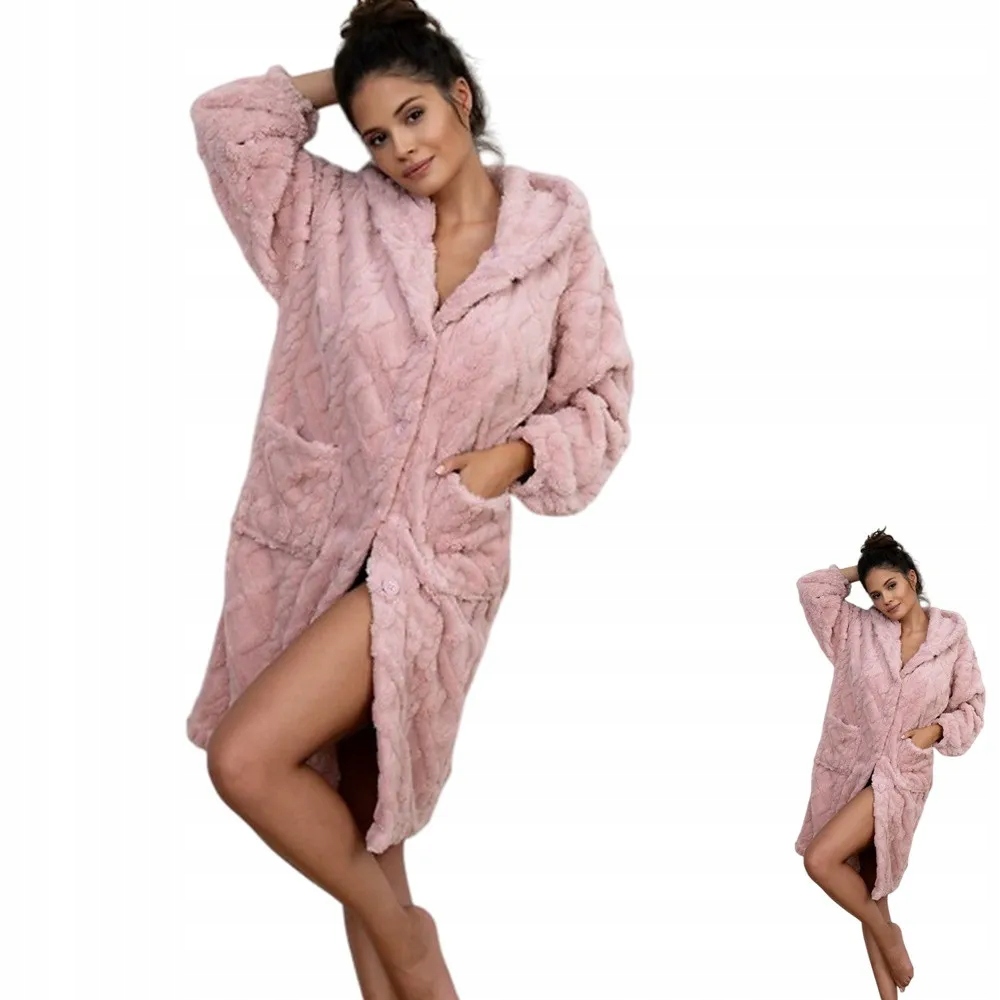 Dámský Župan Sensis Bethany na knoflíky L/XL Růžový