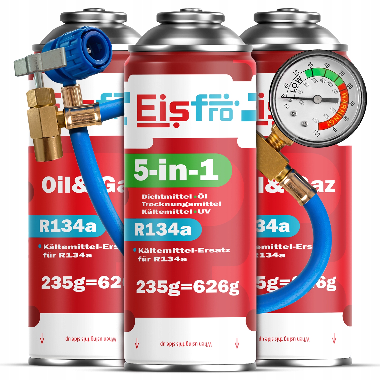 3x Gaz Pro Klimatizace R134a chladivo 2v1 5v1 705g Kabel