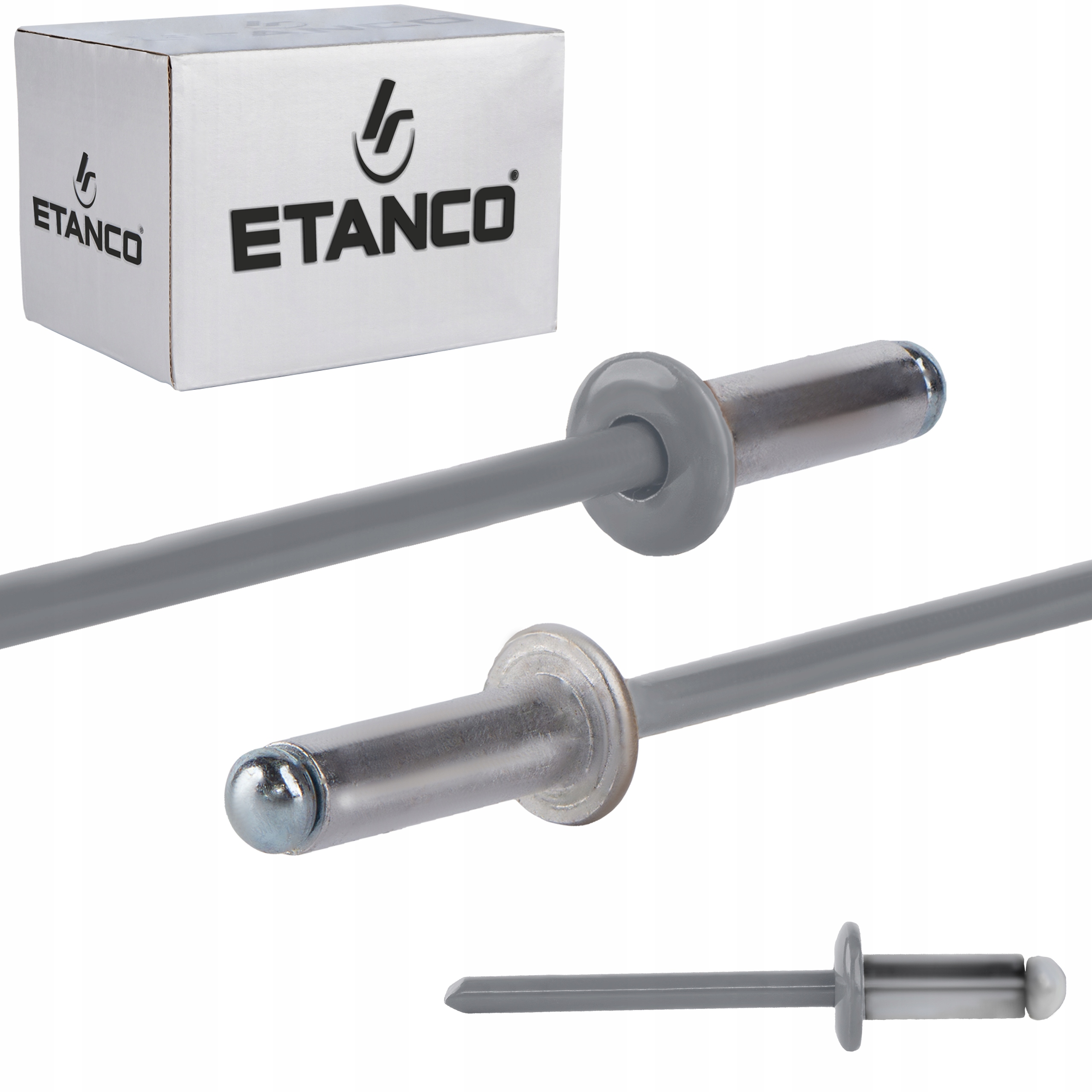 Nity aluminiowe zrywalne 4,8 x 12 mm Ral 9006 500 szt. Etanco