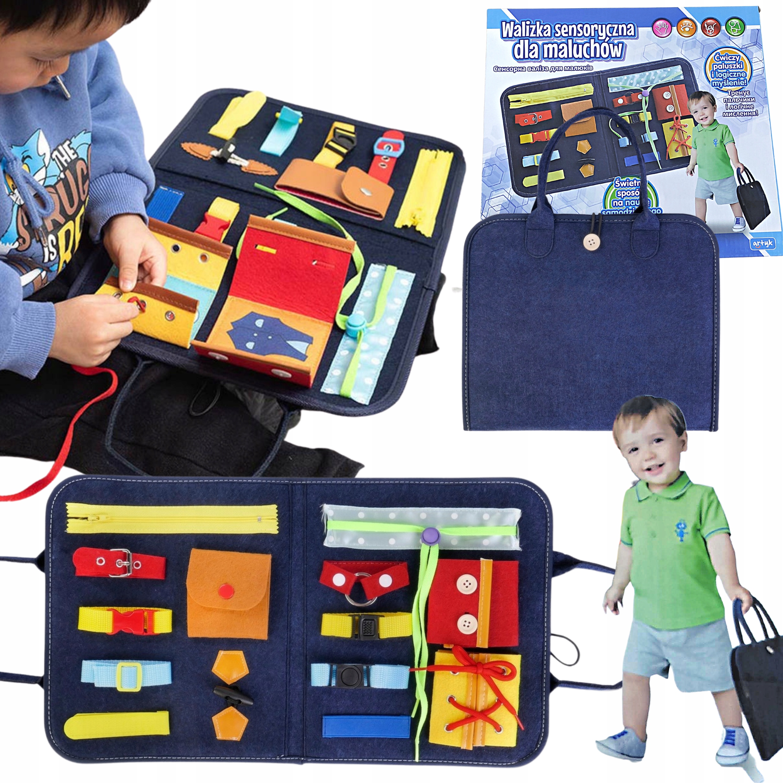 

Tablica Manipulacyjna Sensoryczna Montessori XXL