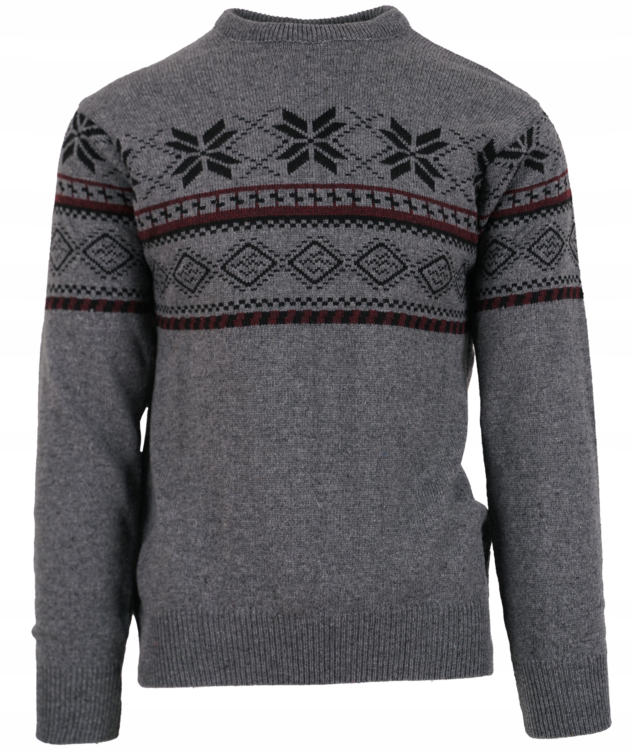

Sweter Męski Wełniany Siwy Ciepły Wzór Norweski L