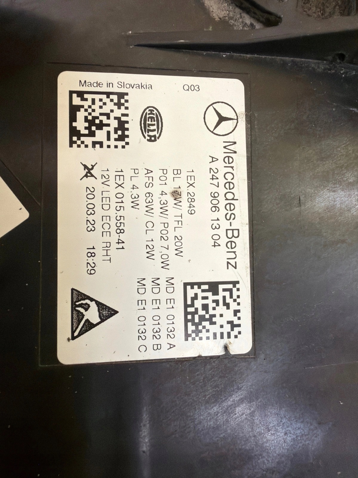 light left Mercedes B-Klasa W247 Full Led Multibeam A2479061304