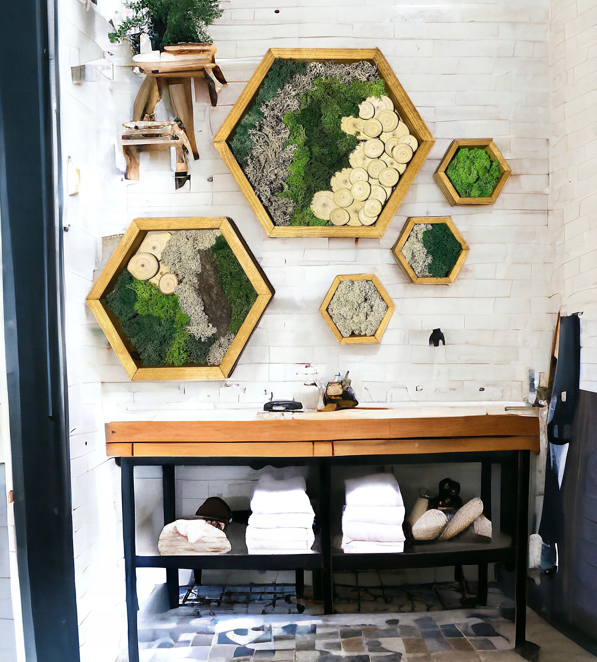 Mech Chrobotek Obraz z MCHU I DREWNA Dekoracja Zestaw Forma w ramce