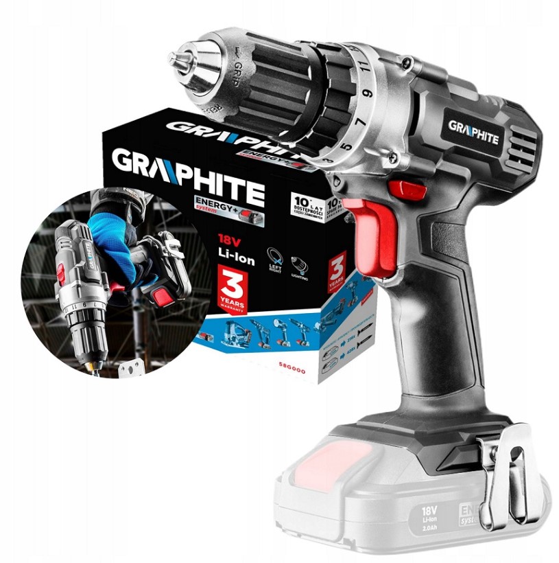 Aku Šroubovák Dvourychlostní Vrtačka 44Nm 18V Body bez aku Energy+ Graphite