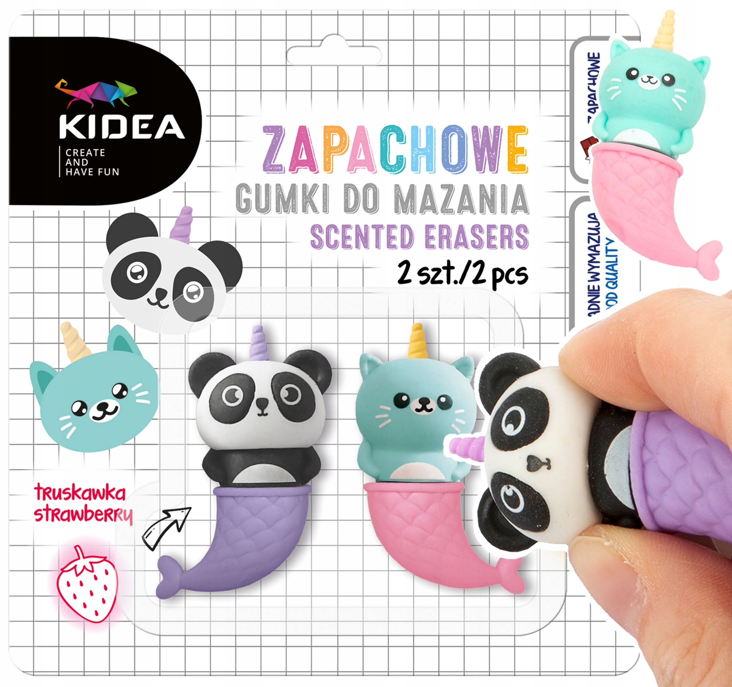 

2 x Zapachowa Gumka Do Mazania Kidea Panda I Kotek