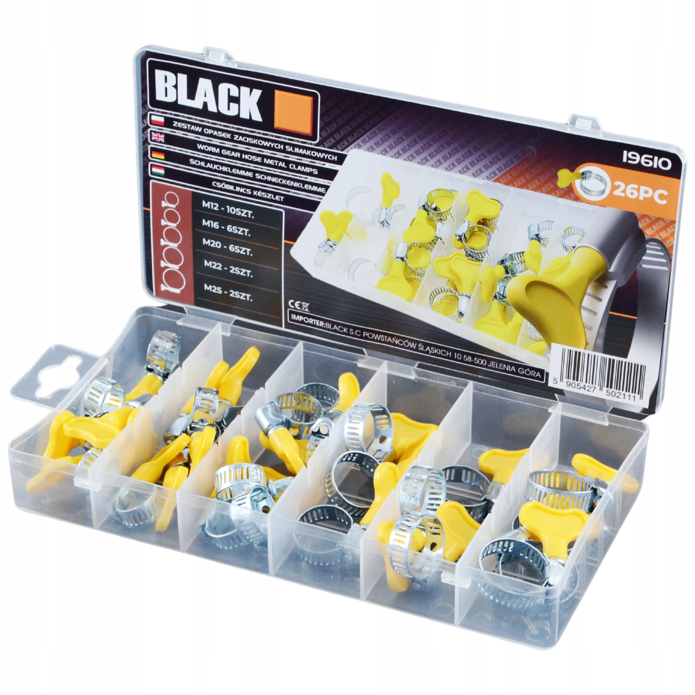 Opaski Zaciskowe Obejmy Cybanty Z Motylkiem Zestaw 26SZTUK Szt M12-25 Black