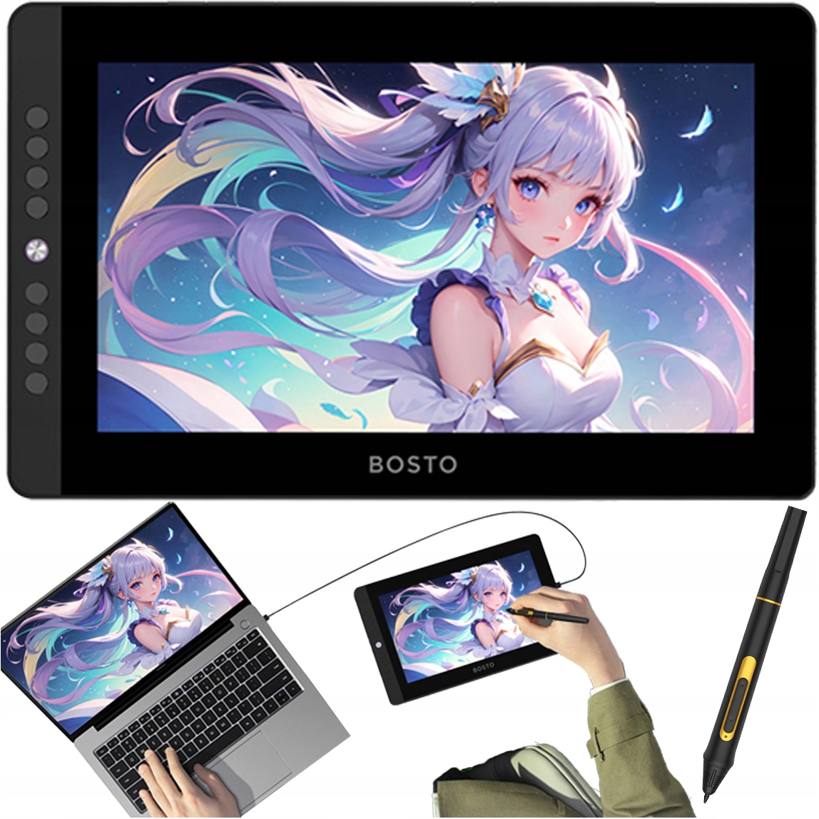 Profesionální grafický Tablet Bosto Oled Movsketch 13 pro výuku kreslení