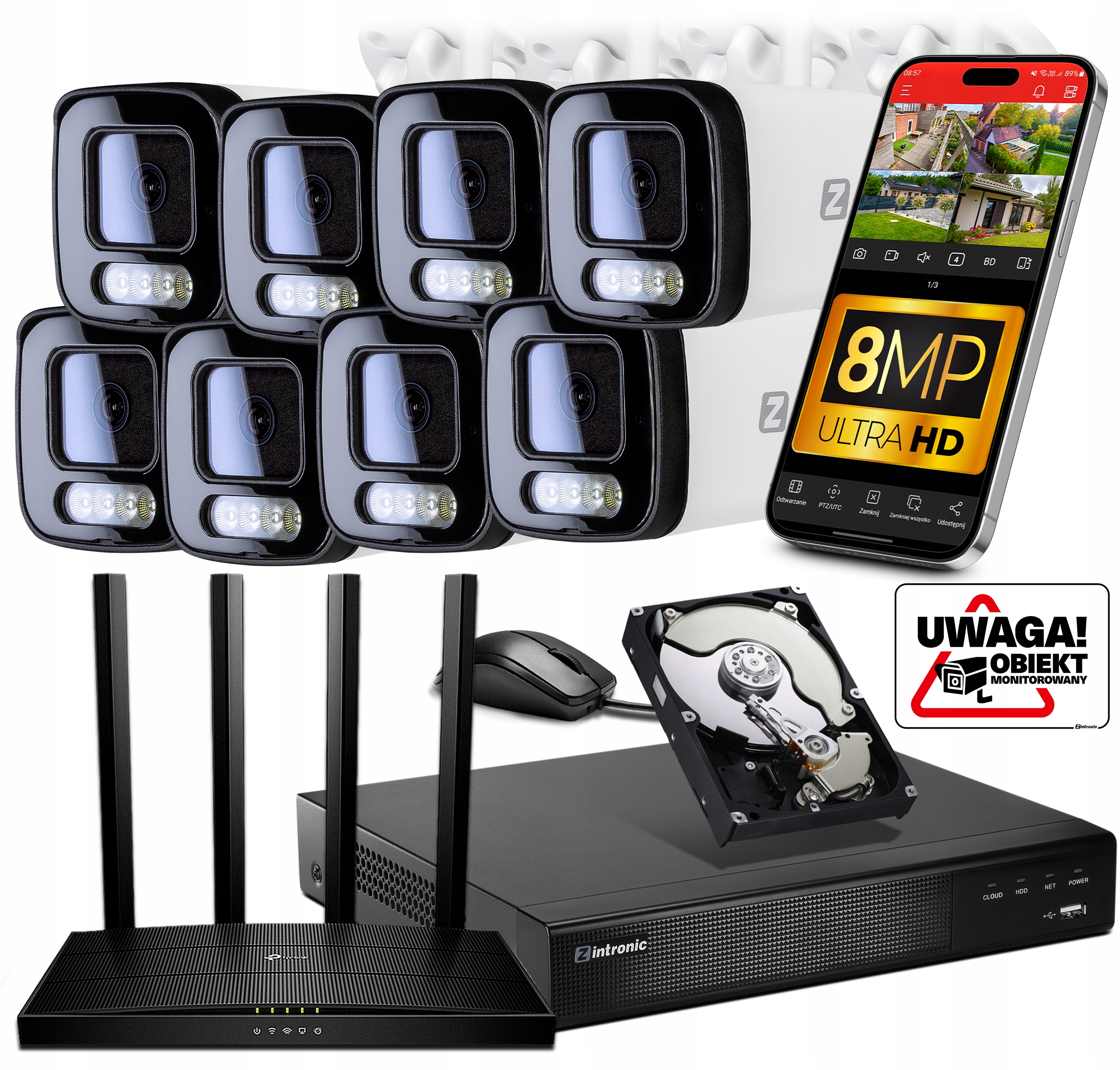 Monitorovací Sada 8X Venkovní kamera Tubowová Ip WiFi 8MP 4xZOOM