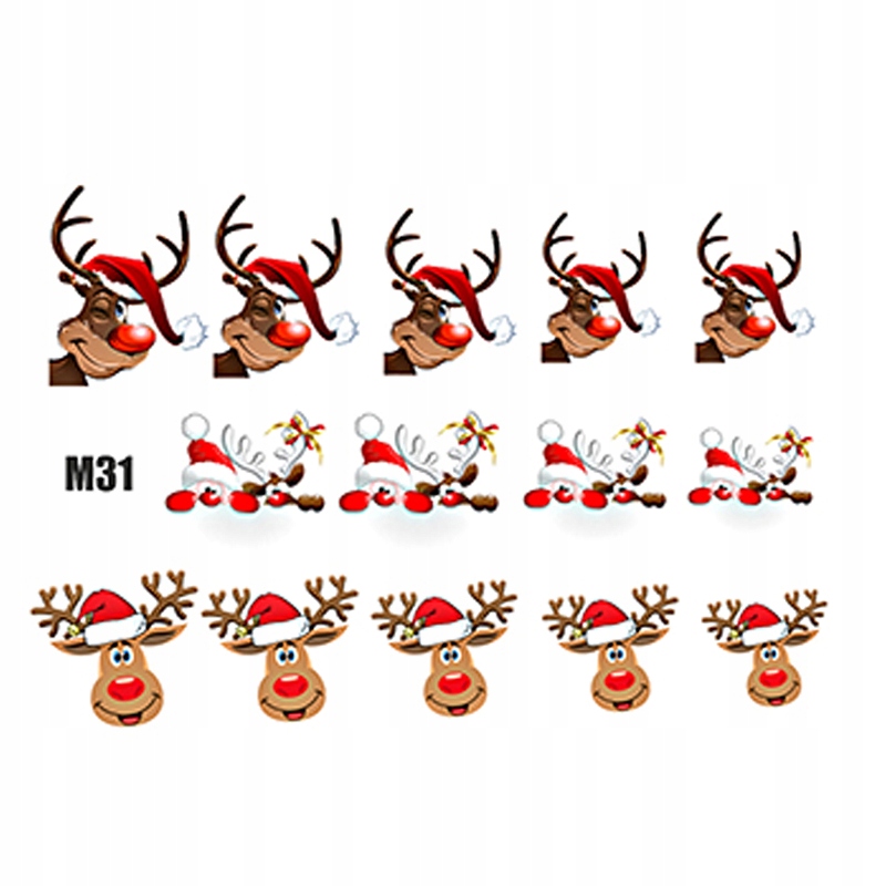 NAKLEJKI ŚWIĄTECZNE NA PAZNOKCIE RENIFERY M31