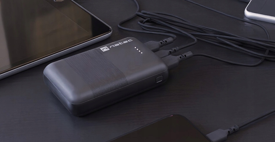 POWERBANK NATEC TREVI COMPACT 10000MAH 2xUSB USB-C Obsługa ładowania bezprzewodowego nie