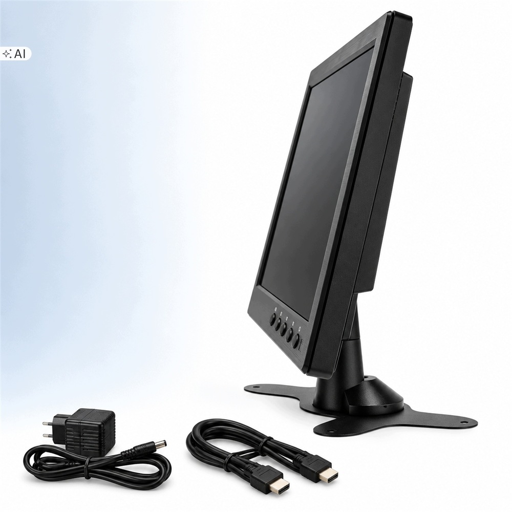 Přenosný LCD monitor 10,1" 1024 x 600 Podstavec Kabel Vga Bnc Usb Hdmi Av