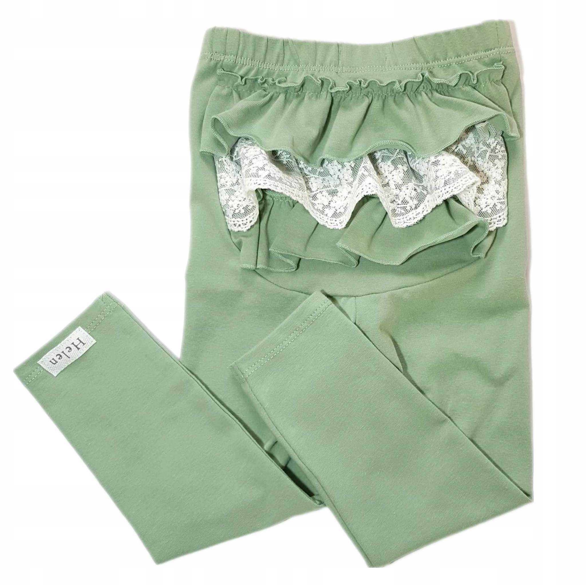 бавовняні легінси для дівчаток з оборками зелений код виробника брудна м'ята