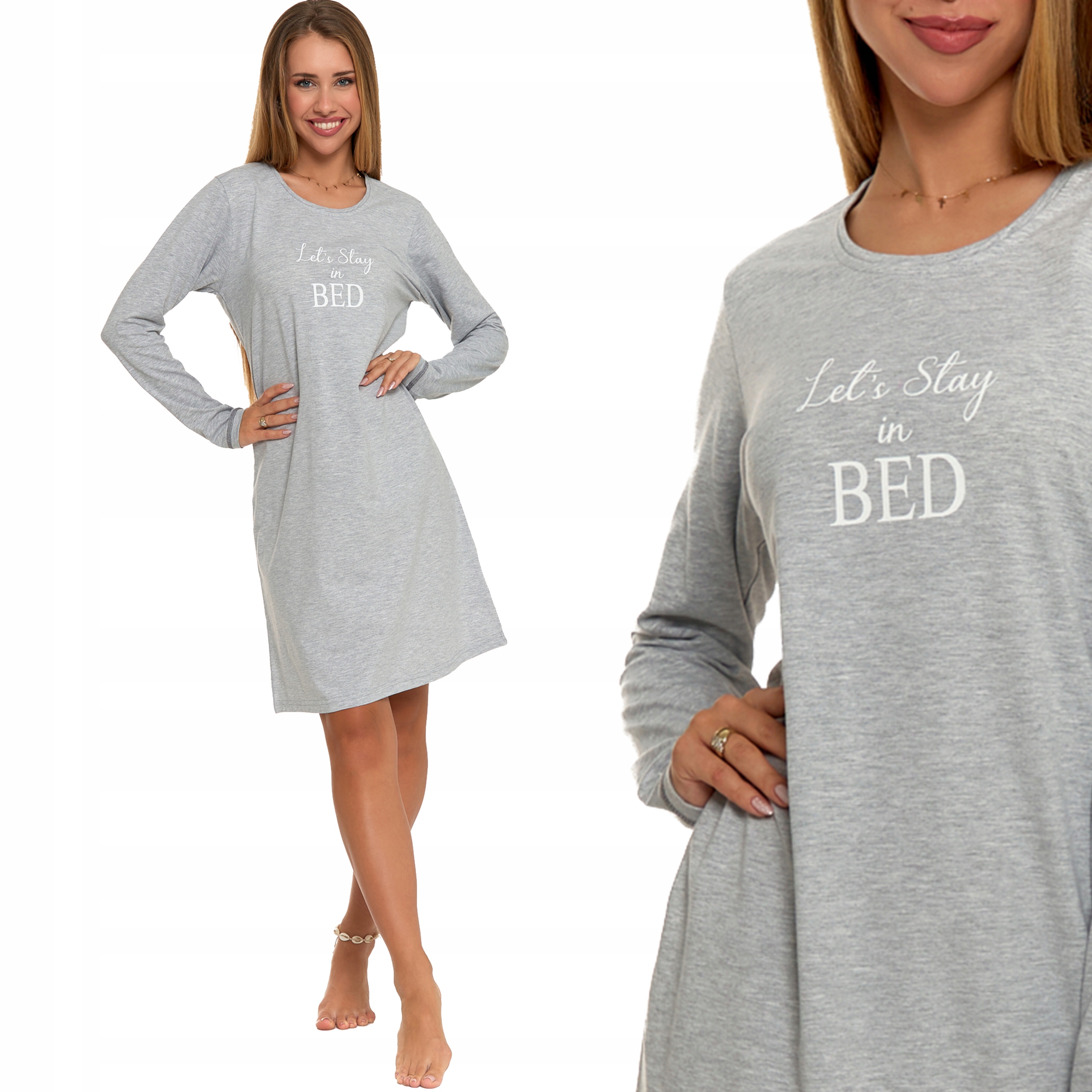 Moraj Lekka Damska Koszula Nocna 3200-006 Grey S Materiał dominujący bawełna