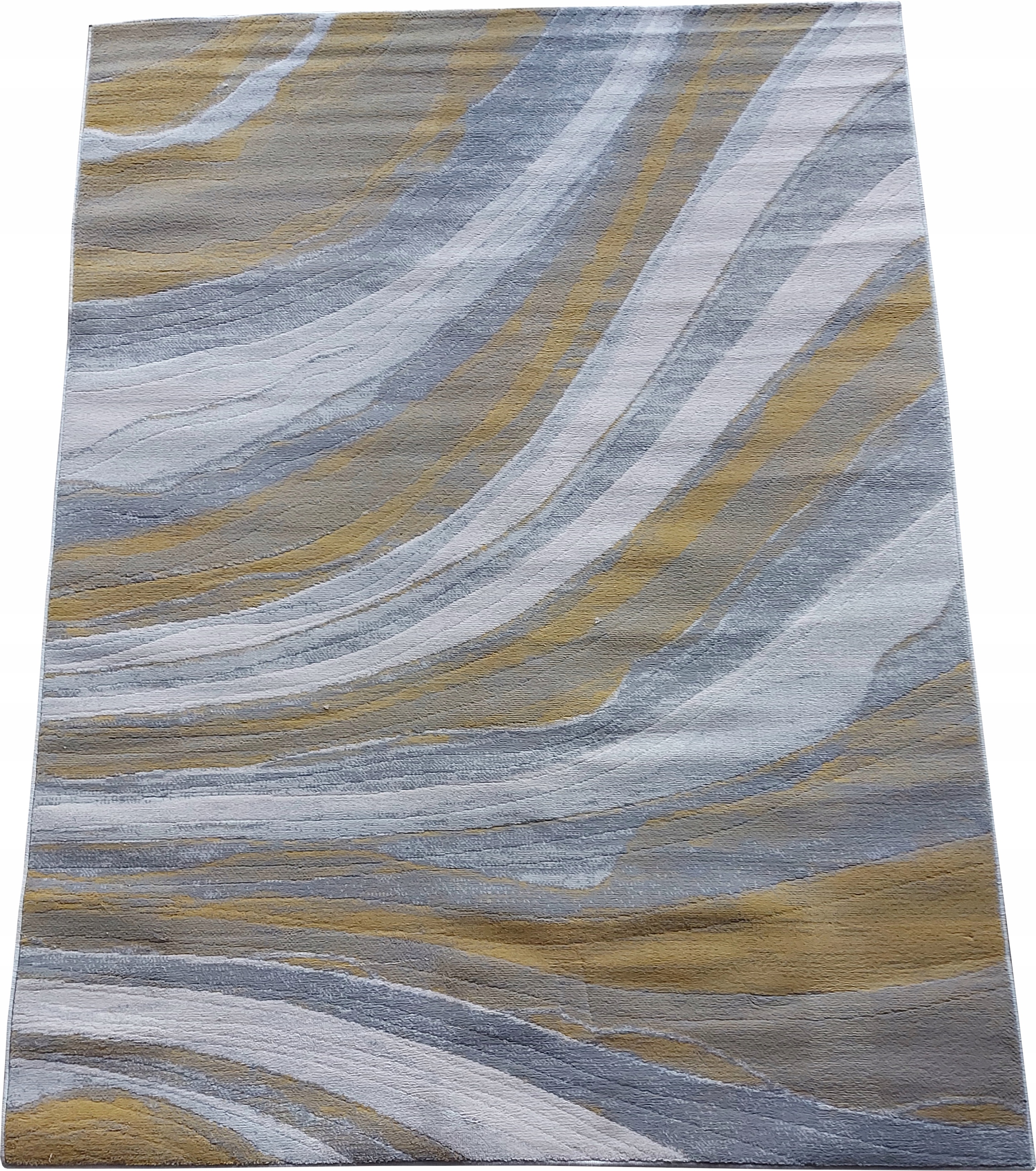 Koberec plyšový šedý žlutý mazaje vlny 120 x 160 cm