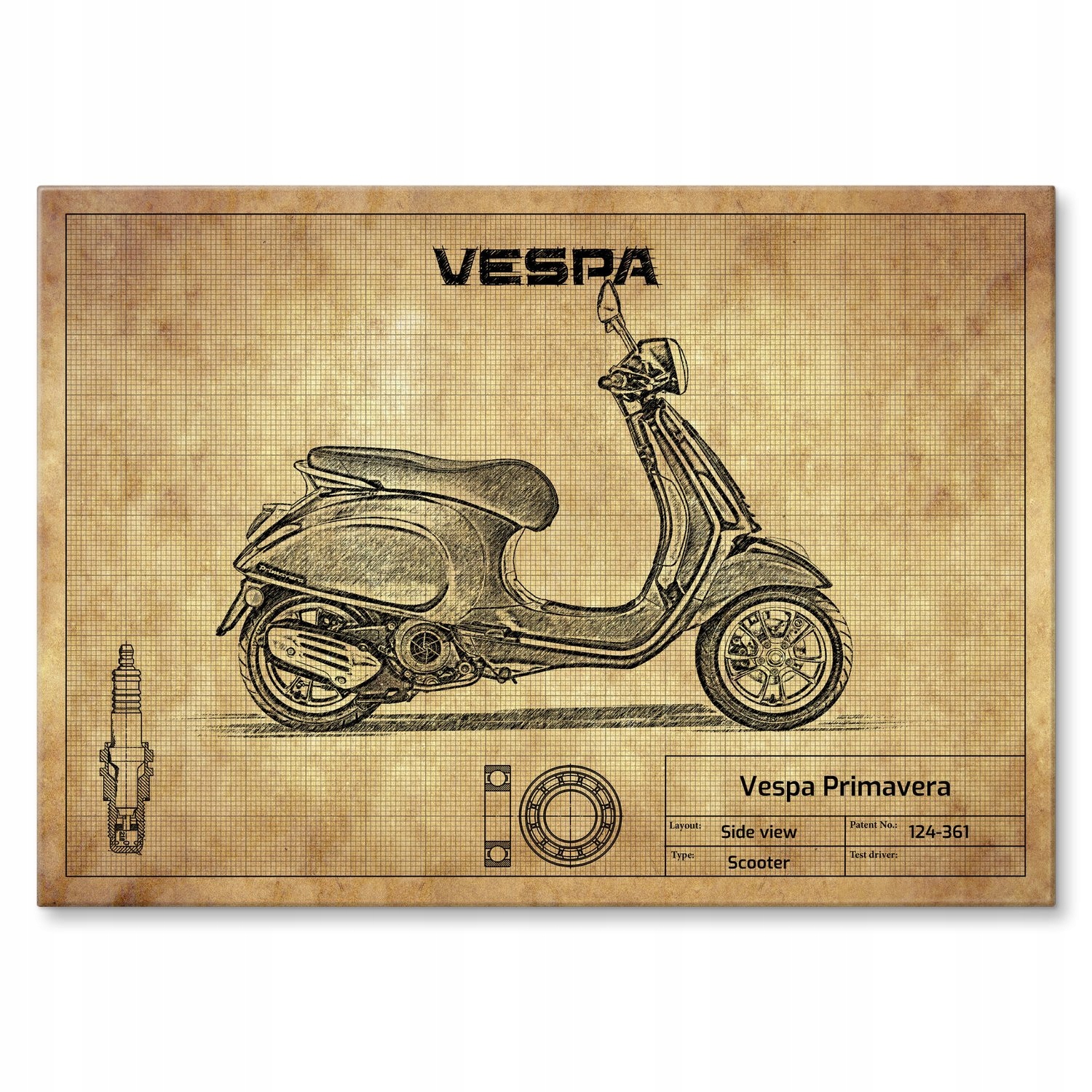 Kovový plakát Vespa Primavera Szyld Plech 42 x 59,4 cm Dárek
