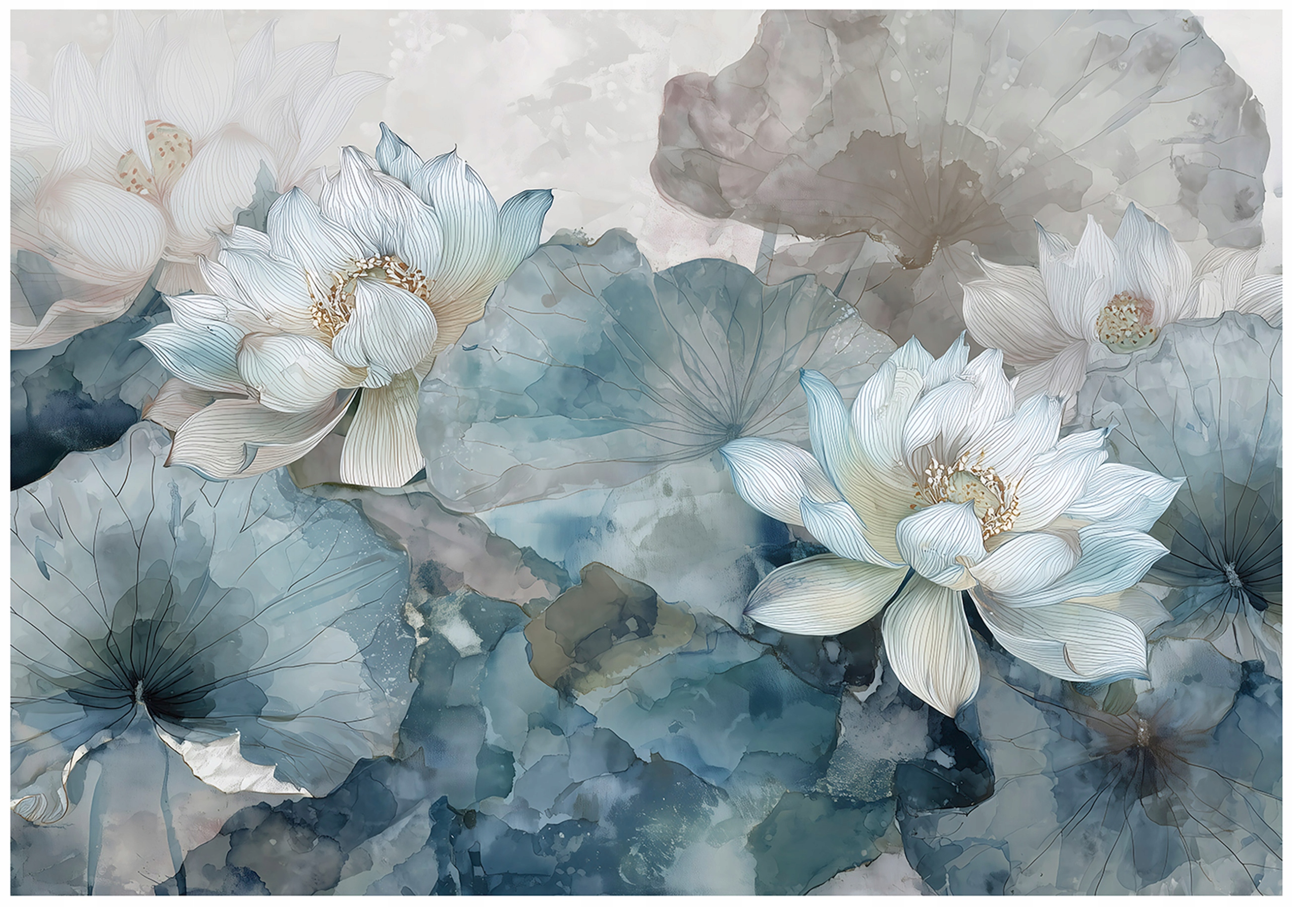 Fototapeta Kvety Beton Loft Abstrakcia Béžová Modrá Listy 350x250