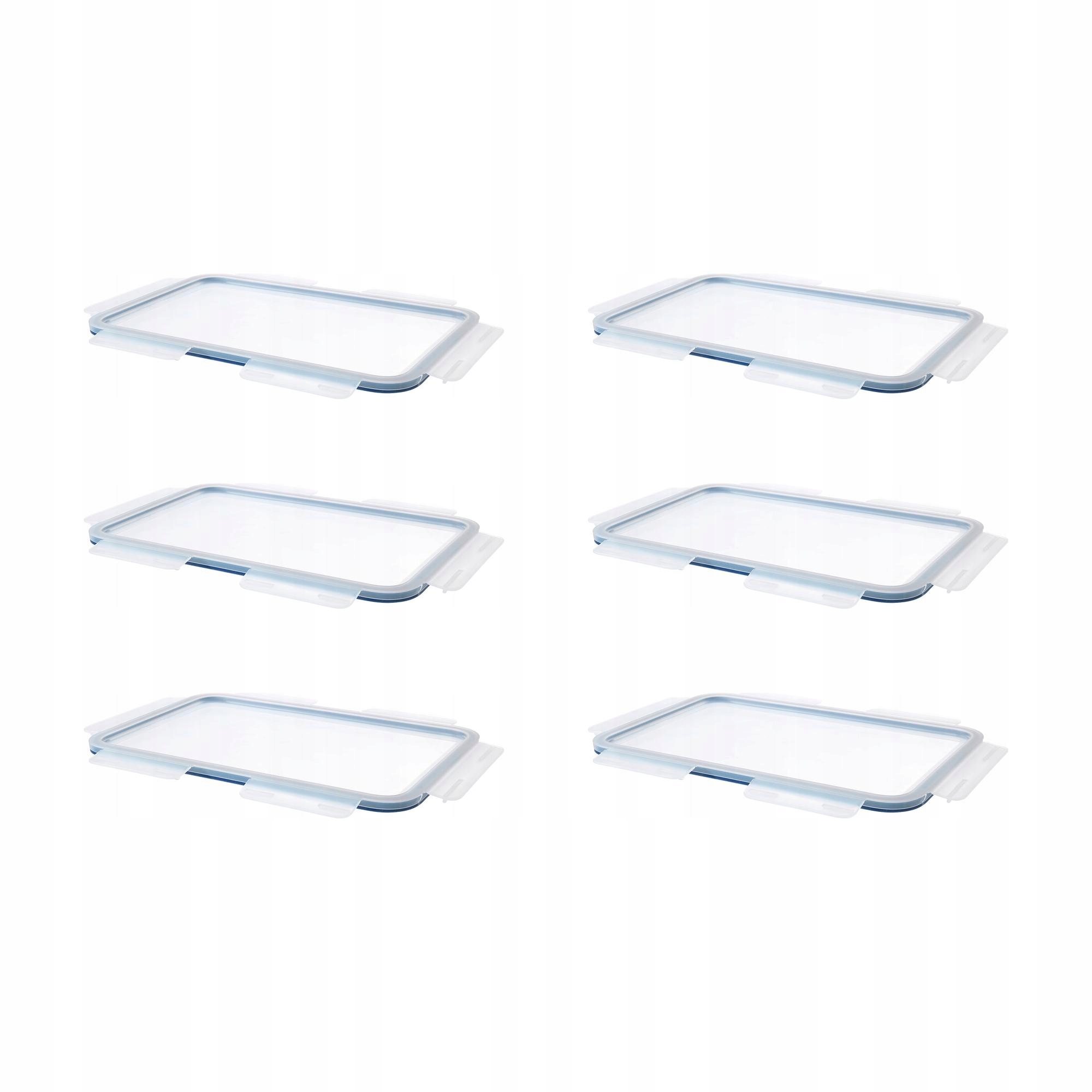 6 ks Víčko Ikea 365+ Velký obdélník Plastové Průhledné