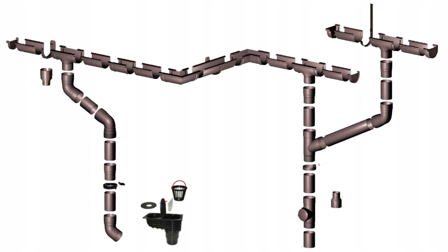 KOLANO rury spustowej PVC GAMRAT 63 mm BRĄZ Rodzaj Kolano