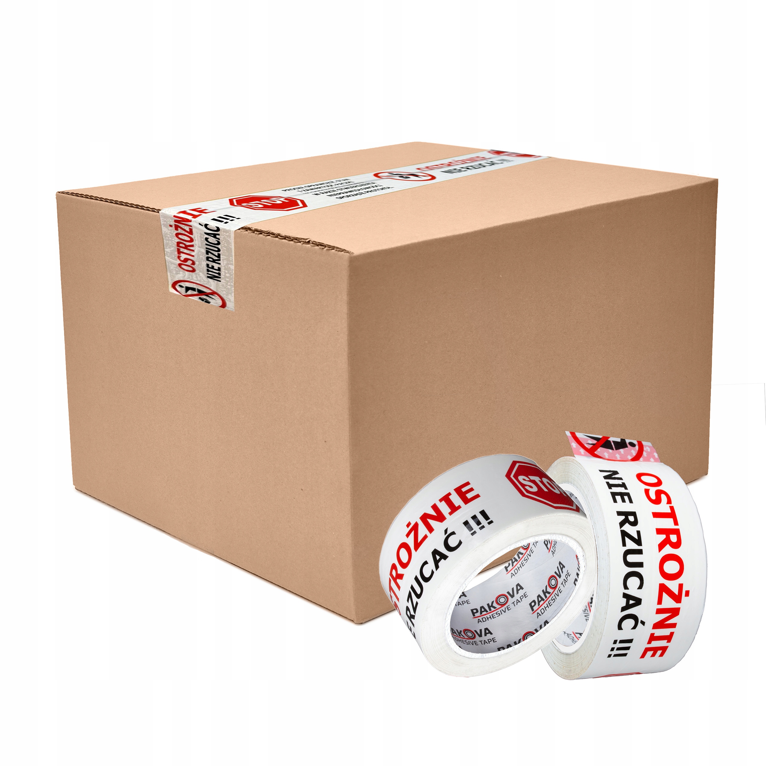 Taśma Pakowa z nadrukiem Stop Ostrożnie Nie Rzucać Pakova 48/50y 36 szt.
