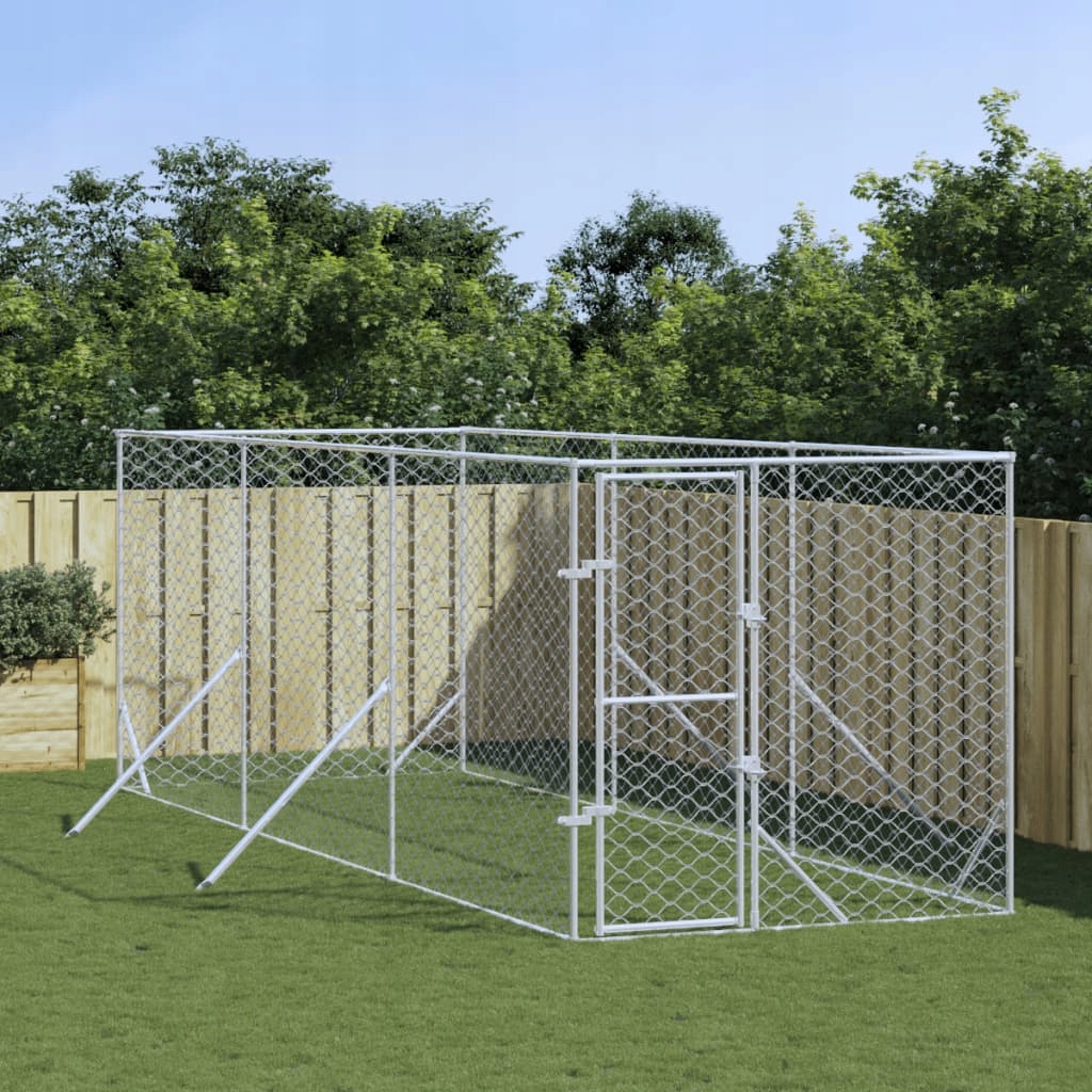 Levně Venkovní psí kotec stříbrný 2 x 6 x 2 m pozinkovaná ocel