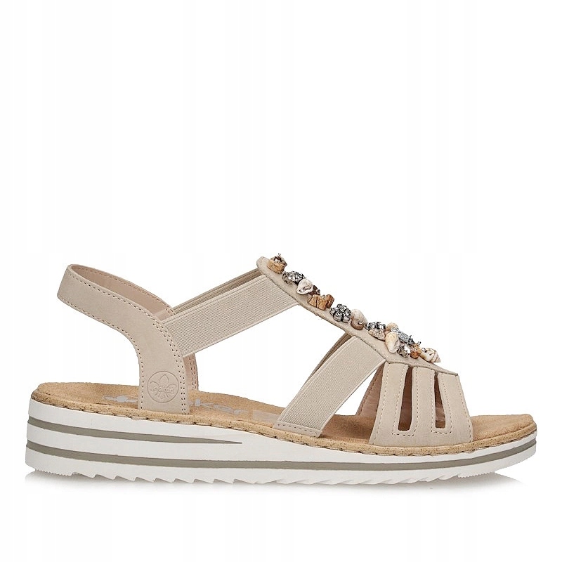 Elegantní dámské sandály na klínku Rieker V0649-62 s mušlemi