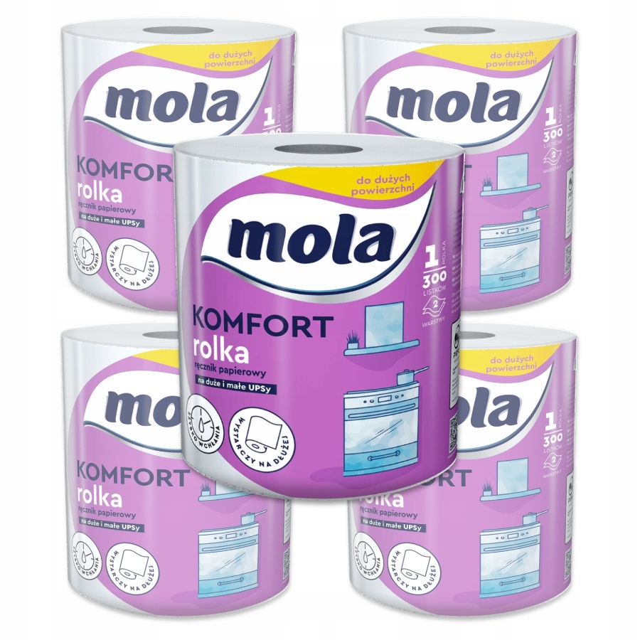 Levně Papírový ručník Mola Komfort Celulóza bílý 2 vrstvy 5 ks