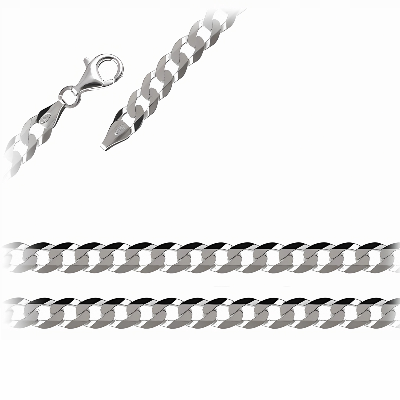 Srebrny Męski Łańcuszek Pancerka 6MM Pancer 55CM