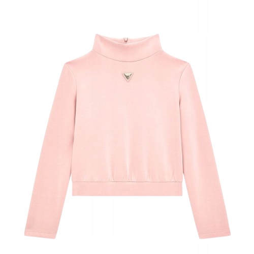 Guess Różowa Bluza Dziecięca Z Długim Rękawem I Logo Ze Stójką 125-135 G_a