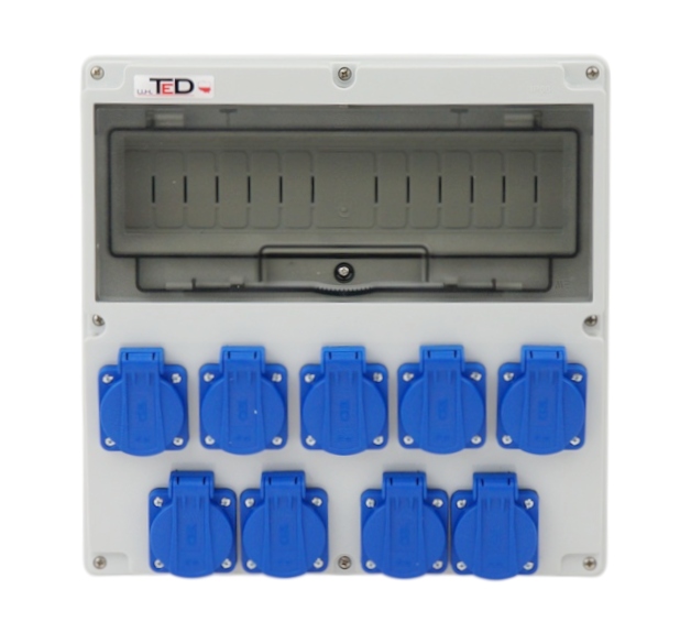 Stavební rozvaděč Safír 14M 9 zásuvek IP44 Elektrická skříňka 230V