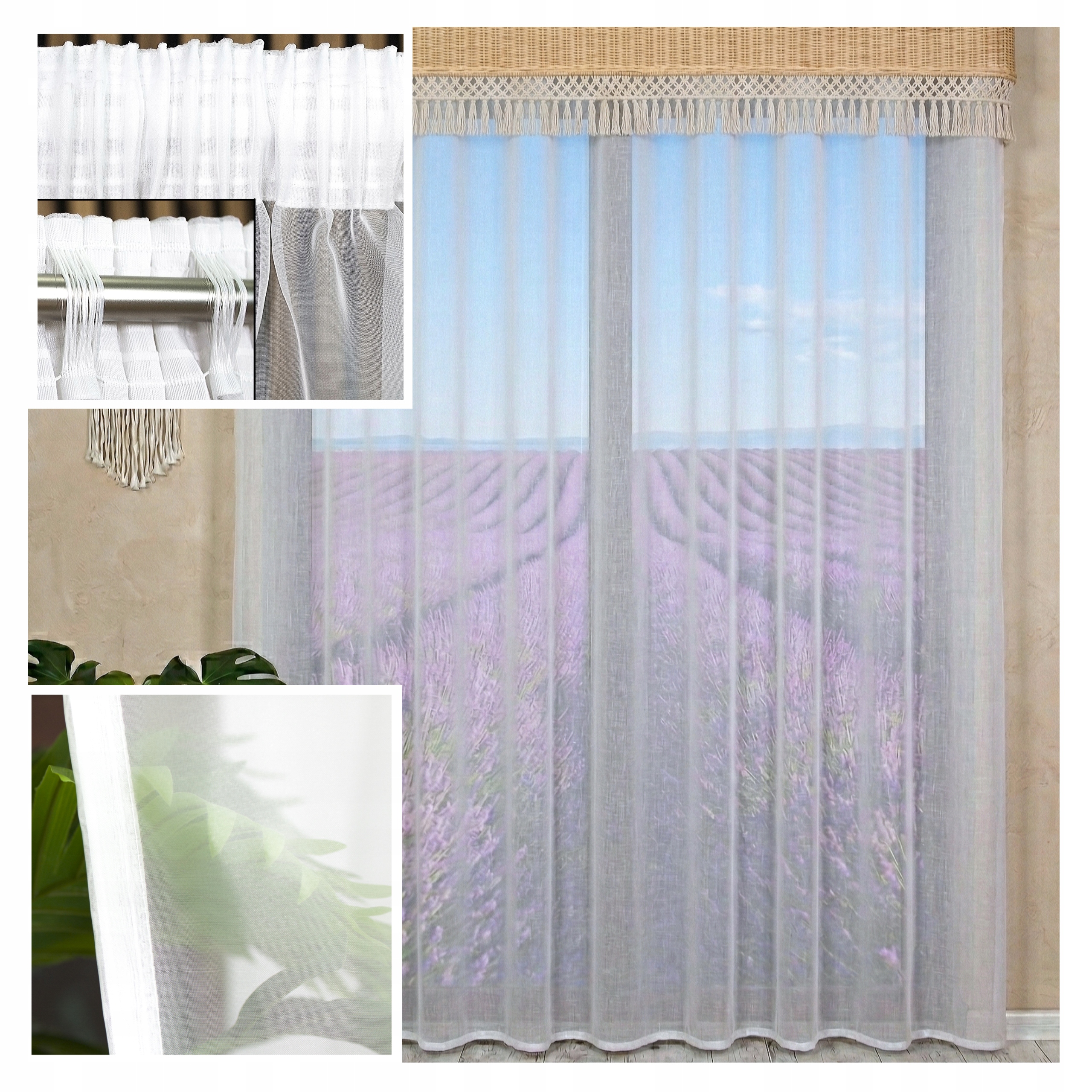 Záclona Hotová Voál Hladká Zahara Bílá 800x255 cm Na Pásku Tunel