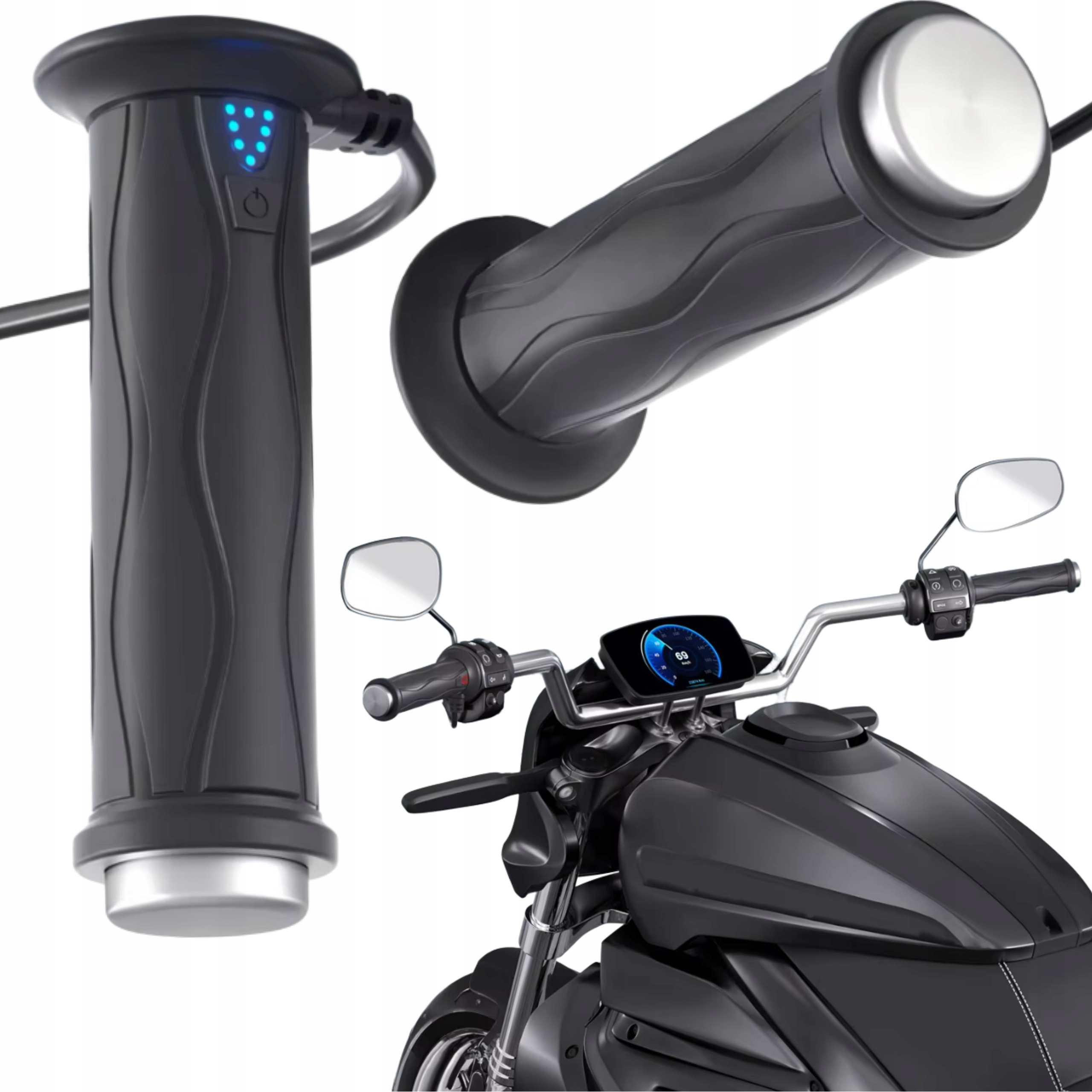 Vyhřívané Manetky Motocykl Skútr Quad 22 mm Univerzální 5 režimů ohřevu