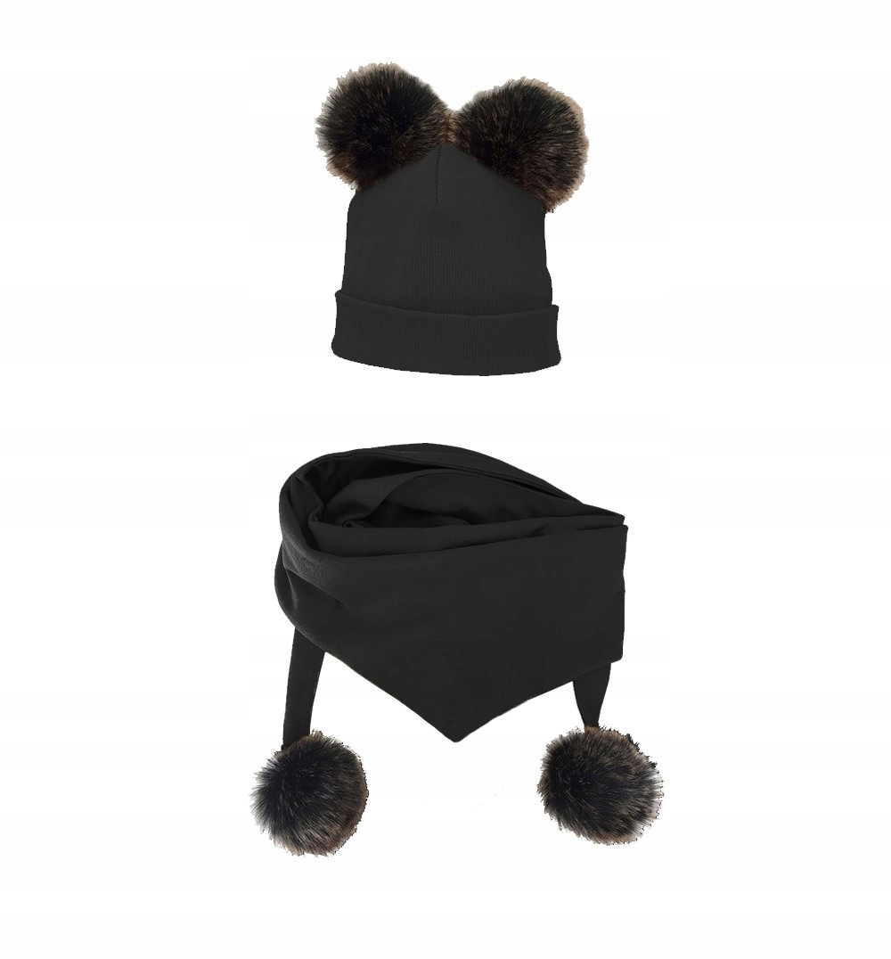 

TuSzyte Czarny zestaw czapka chusta,PL R.50